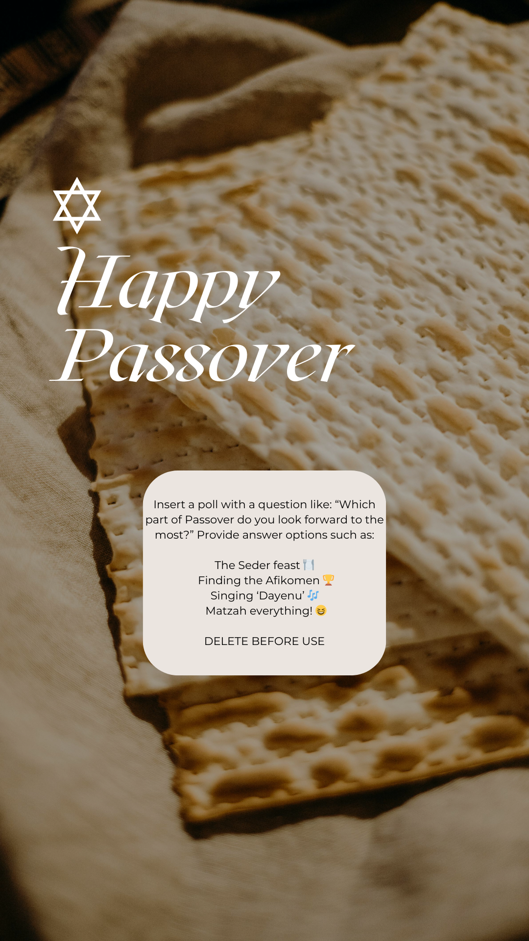 Passover Story Template - April, 2025