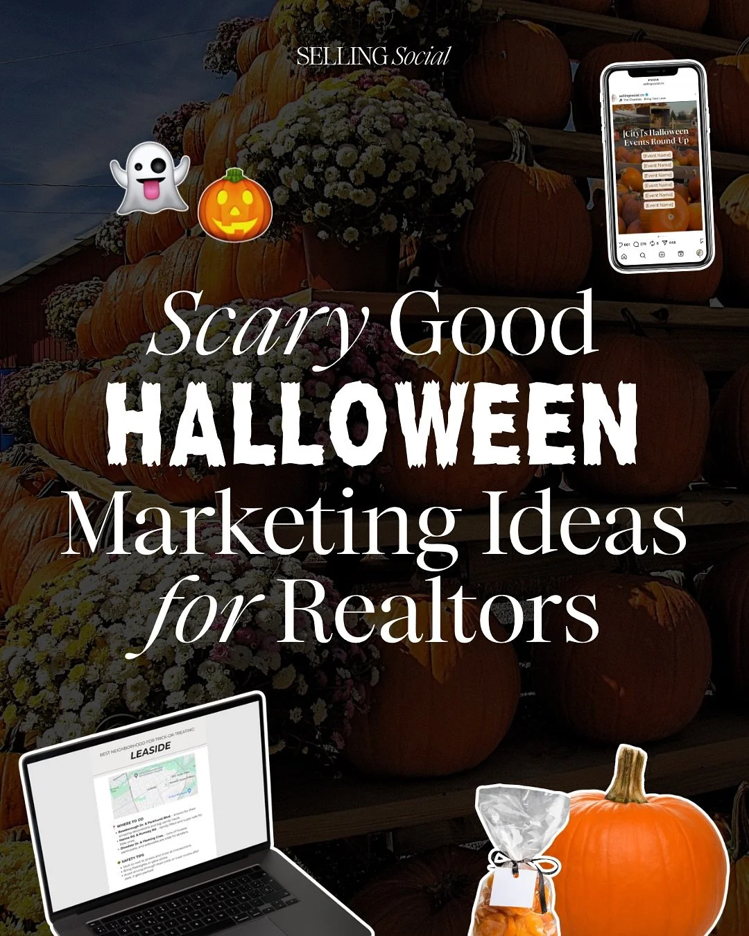 Scare up some new real estate clients this Halloween 🎃

Whether you want to connect with your community, reach new leads, or just have a little fun with your marketing, these spooky ideas will help you stand out this season.

Swipe for some scary go