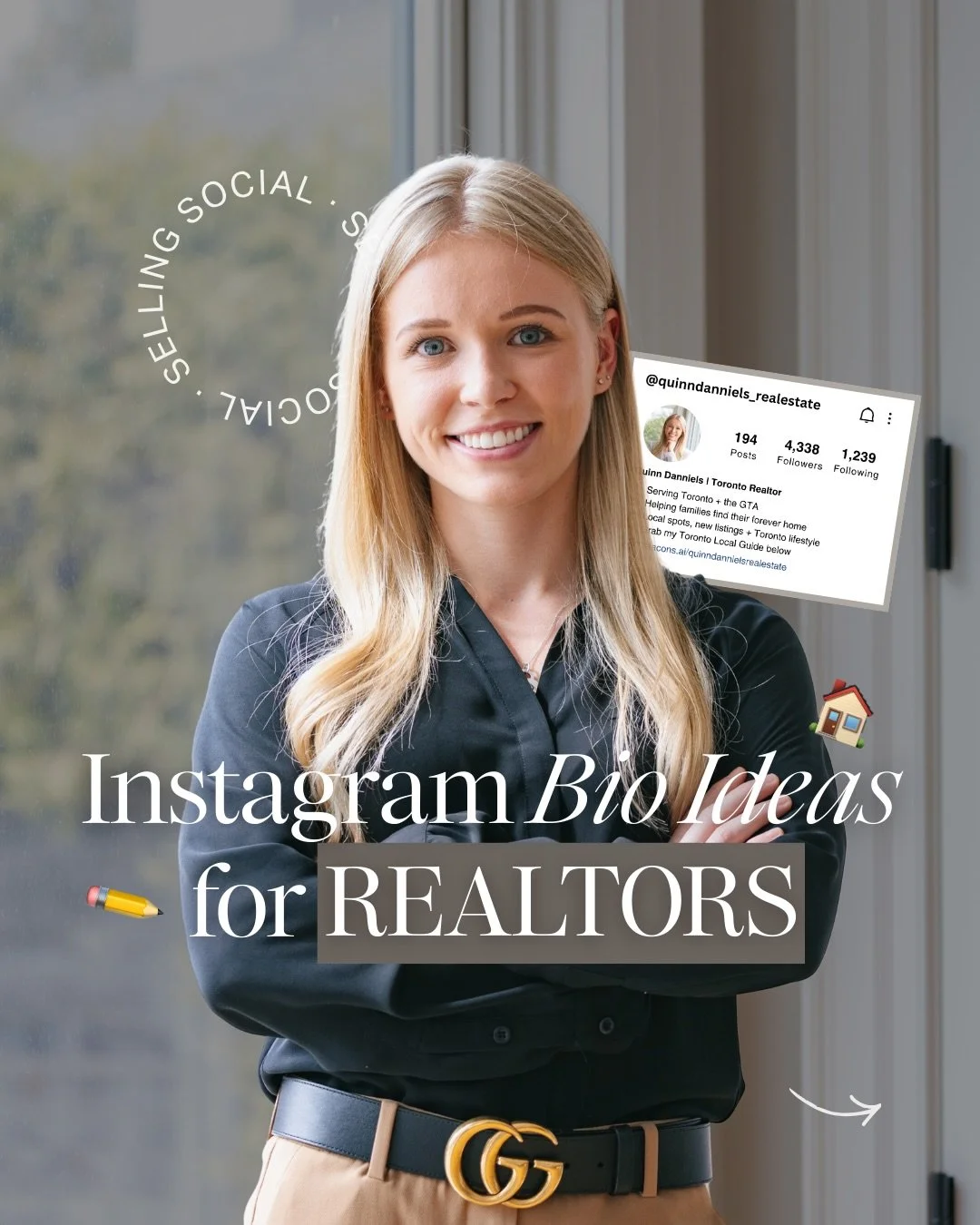 BIO IDEAS FOR REALTOR 🙋&zwj;♀️🏠

Your bio is the very first things people see, so let&rsquo;s make it count 👏

I&rsquo;m showing you exactly what to include in your bio as a realtor (and a few fun examples to steal 😉) so you can actually stand ou