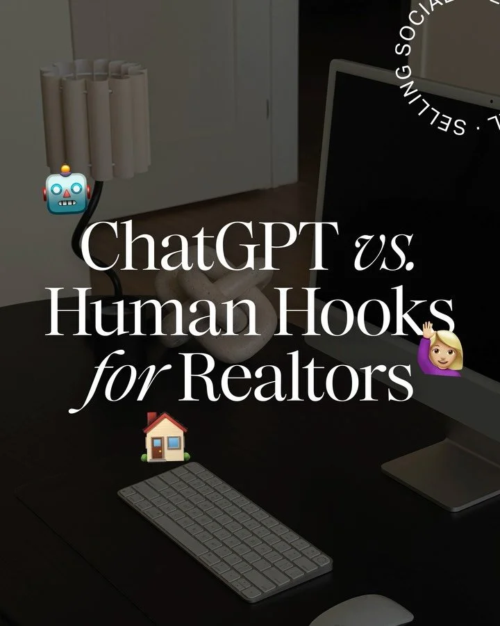 Realtors: ChatGPT can write a caption&hellip; but it can&rsquo;t be you 👀

One of the biggest mistakes I see agents making right now is relying on generic AI hooks that 
sound polished&hellip; but aren&rsquo;t scroll-stopping.

Great hooks feel huma