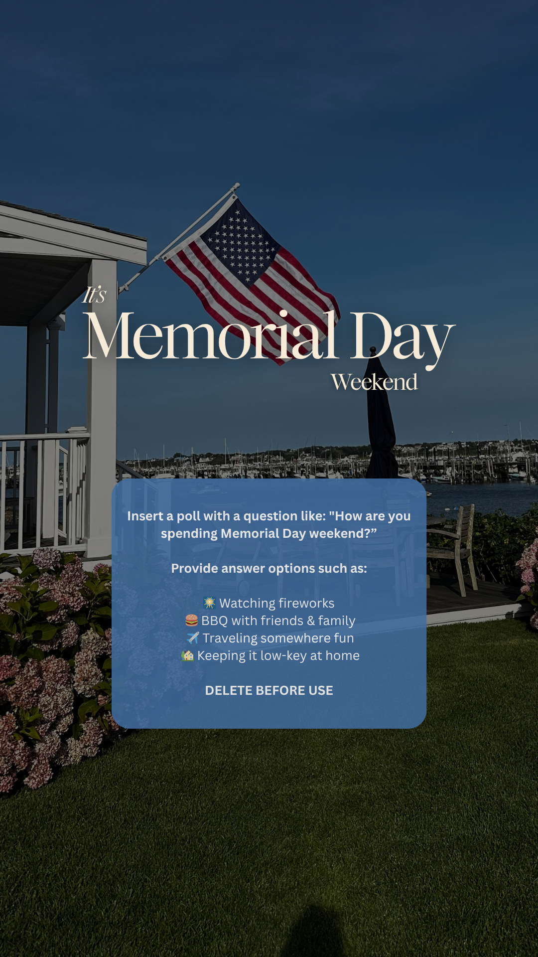 Memorial Day story template - May 25, 2026