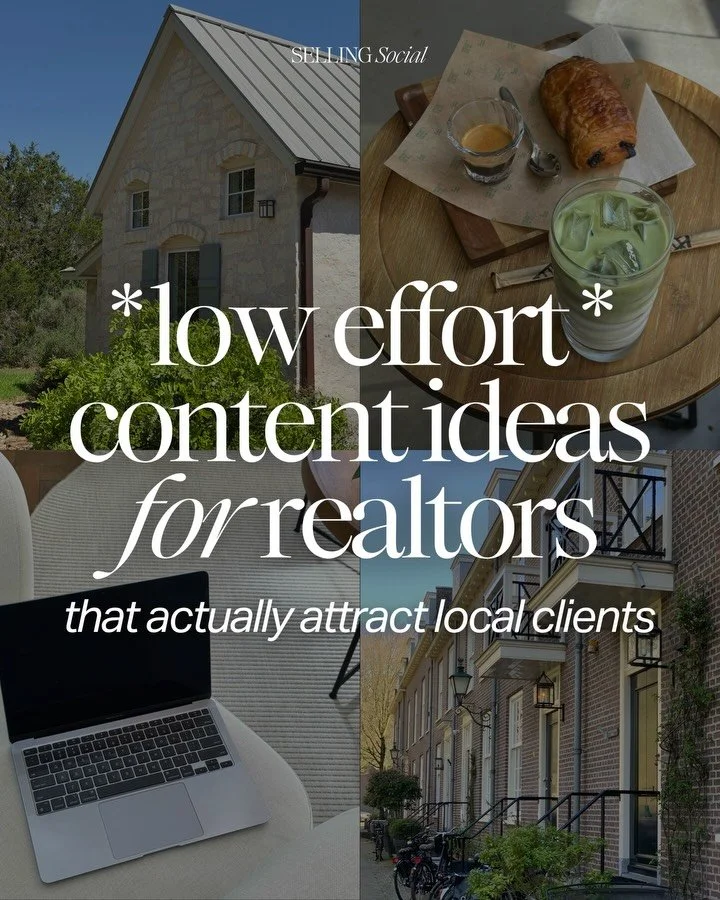 Realtors: Here are a few low-effort content ideas that can actually help you attract local clients!

Save this for later and pick one idea to try this week ☀️

Comment &lsquo;SOCIAL&rsquo; and I&rsquo;ll send you the details on Selling Social, where 