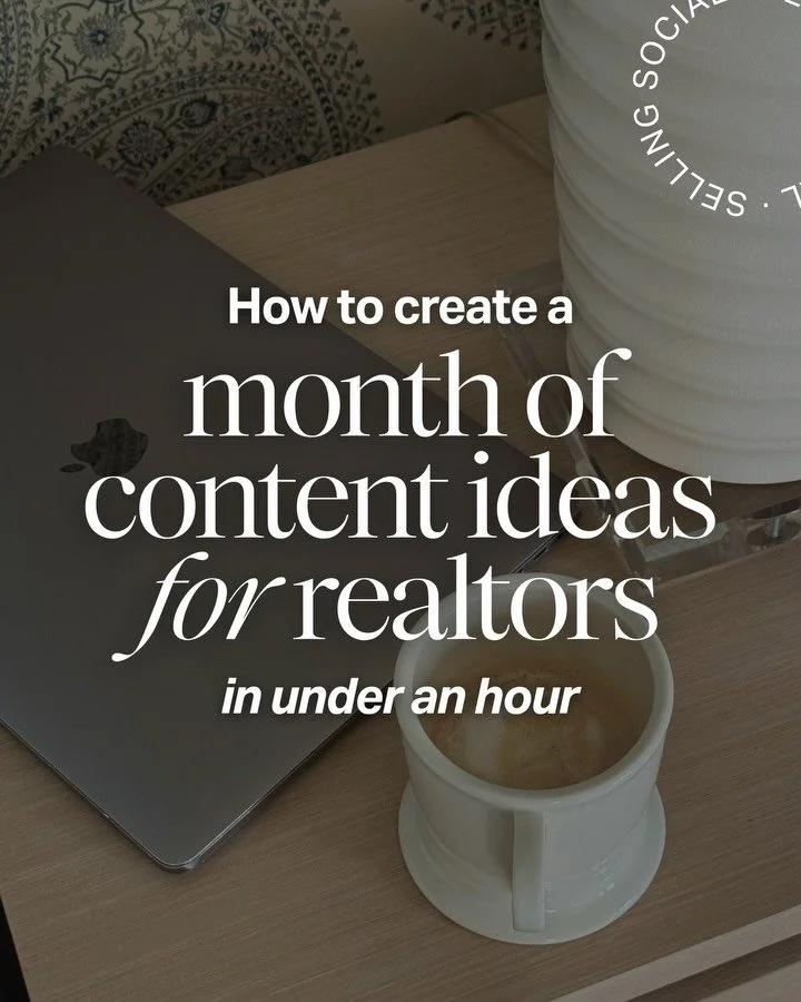 Realtors: How to create a month of content ideas in under an hour 👇

Once you have a system like this, coming up with post ideas that actually attract local clients gets so much easier.

Save this and try it this week! ☀️

Want more help with your c