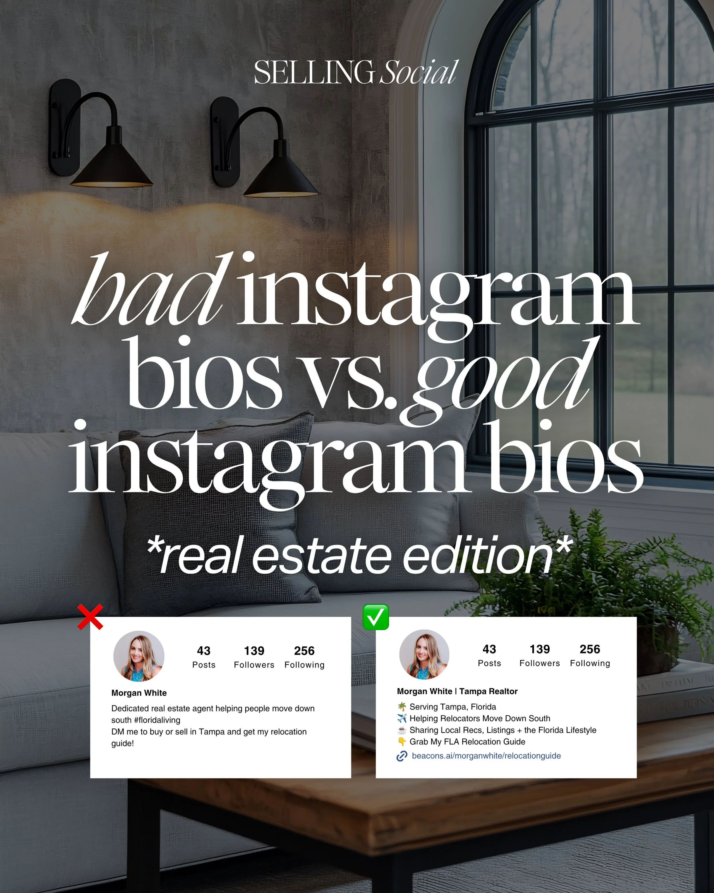 Realtors: Good bios vs. bad bios... can you spot the difference? 👀

Your bio is the first thing someone sees when they land on your page. In seconds, it needs to tell people:

✅ who you are
✅ where you work
✅ why they should follow

Swipe through to