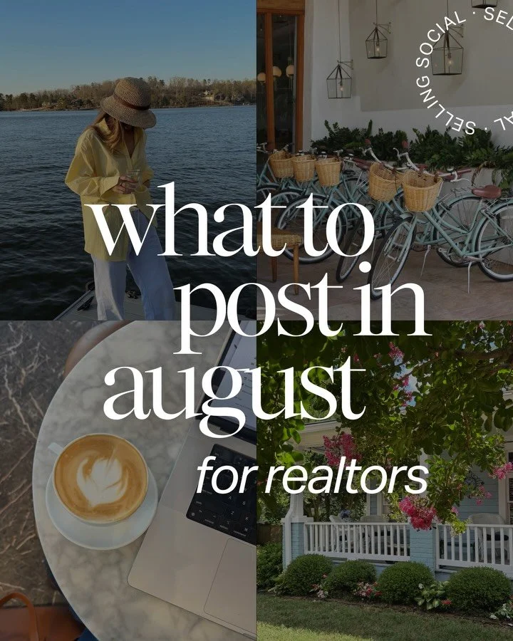 August content ideas for realtors (that are soooo good) ☀️💕👇

Everything from key dates to keep on your radar, to posts that are blowing up, and hooks to get you through the last month of summer.

Your August content is about to look so good. 😌

C