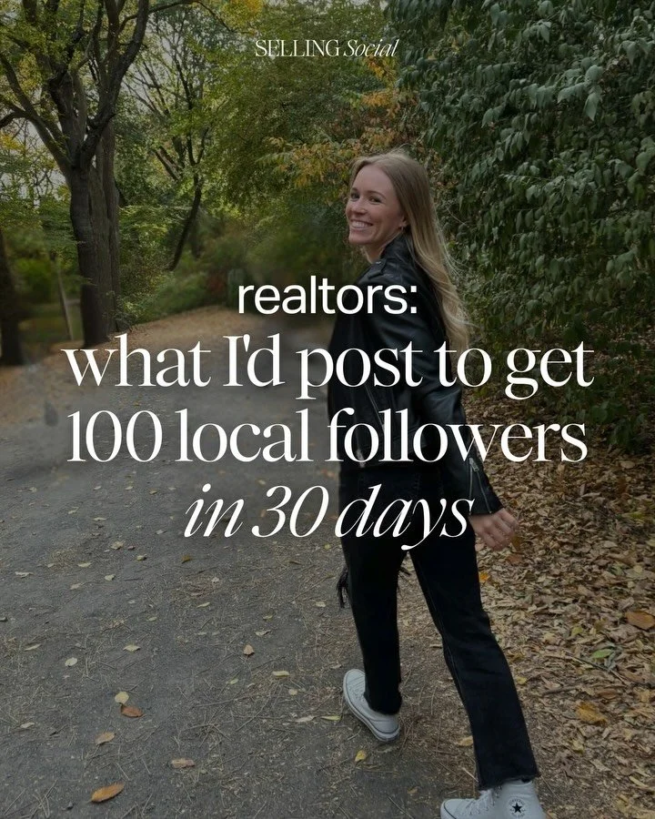 Realtors: What I&rsquo;d Post to Get 100 Local Followers in 30 Days

Growing on Instagram as an agent is a lot easier when you stop trying to reach everyone and start posting for the people already living in, moving to, or dreaming about your market.