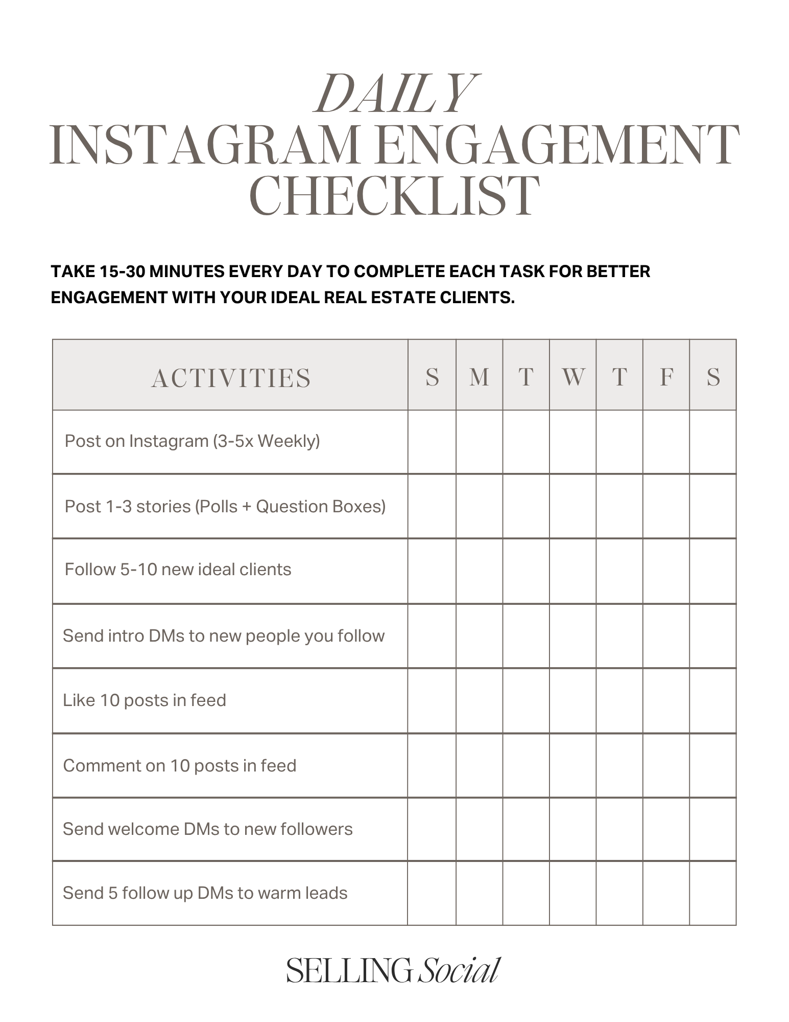 Instagram Engagement Checklist