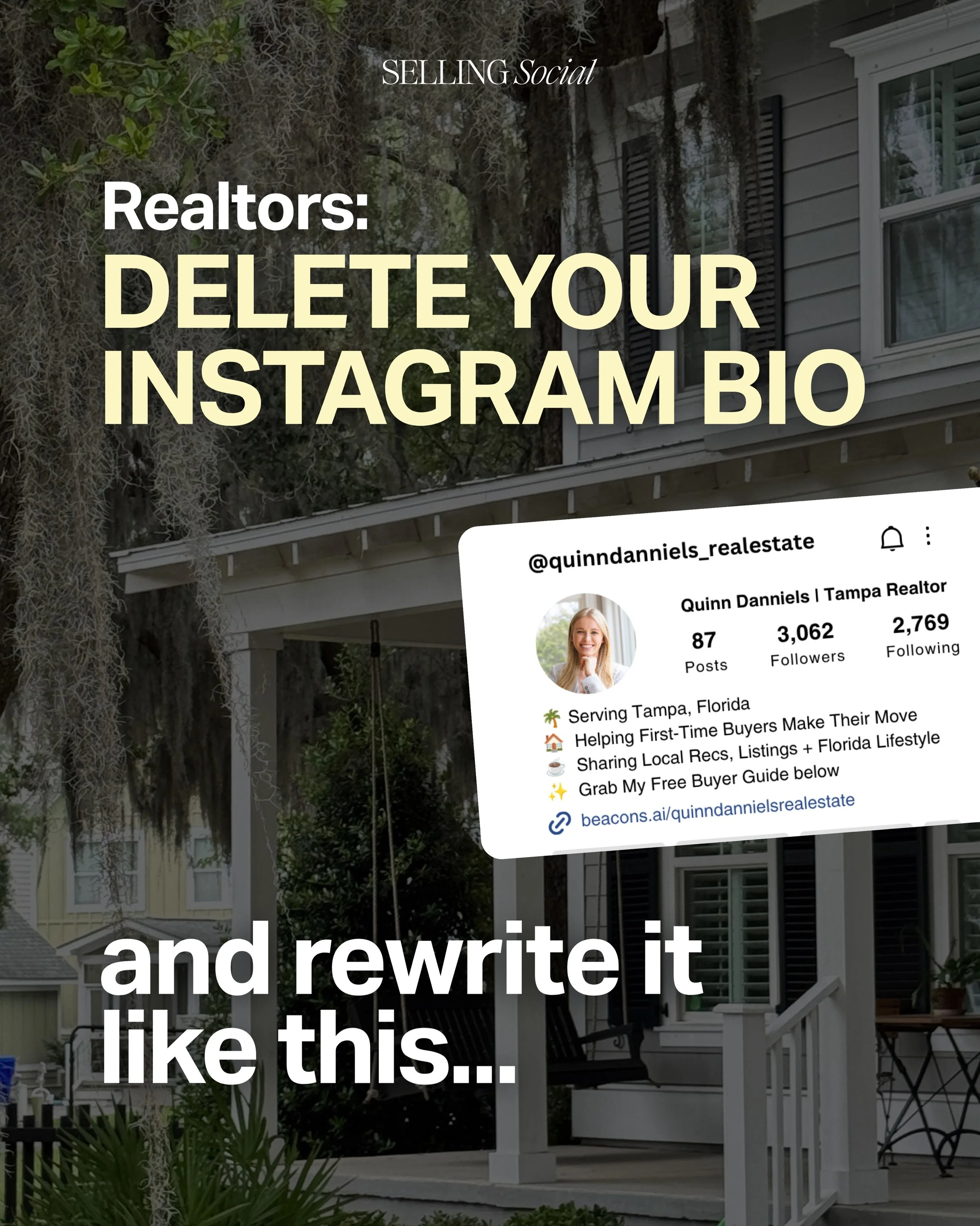 Realtors: You&rsquo;ve got about 3 seconds to turn a profile visitor into a future client.

Your Instagram profile is your first impression, and it decides whether someone stays or scrolls.

Here&rsquo;s what your bio needs👇
✨ Searchable name line w