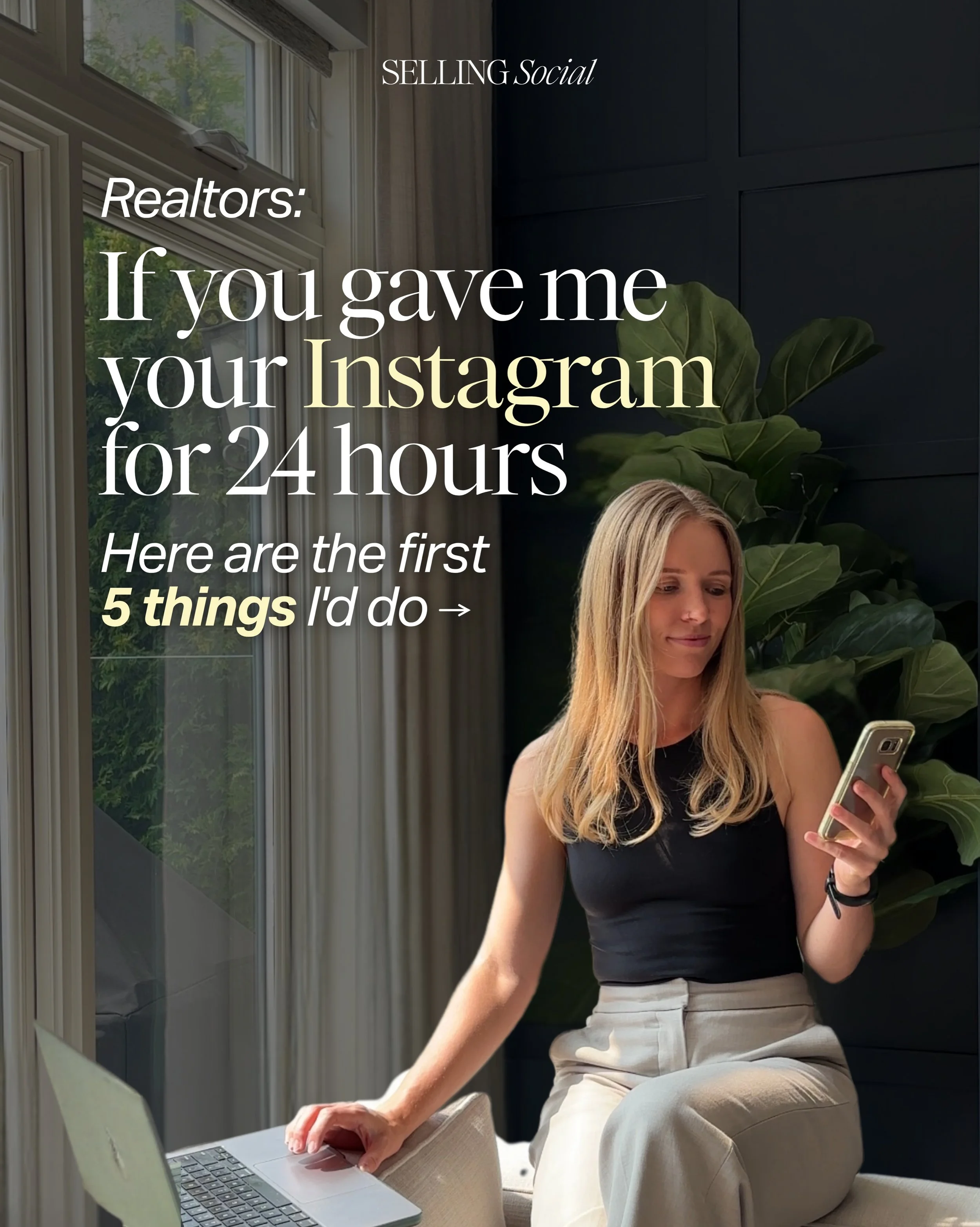 Realtors: If you gave me your Instagram for 24 hours, this is exactly where I&rsquo;d start👇

1️⃣ Refresh your profile
2️⃣ Share an introduction post
3️⃣ Map out your content strategy
4️⃣ Post an interactive story
5️⃣ Engage with the right people

T