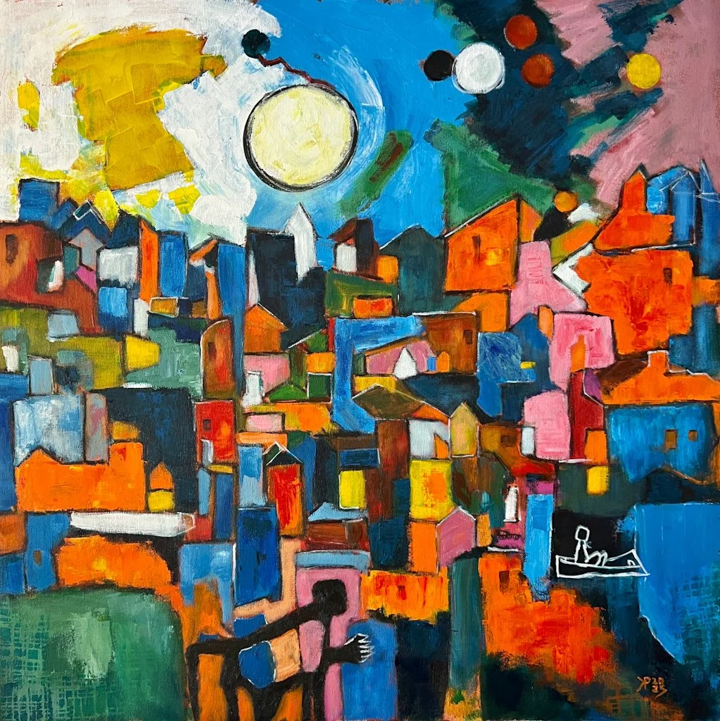 Title: High Density / 
Medium: Acrylic on Canvas /	
Size: 30x30 inches / 	
Price: Rs. 49,500 /
AVAILABLE