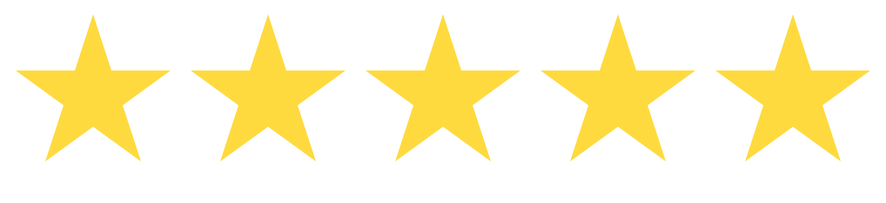 Six yellow five-pointed stars in a row.