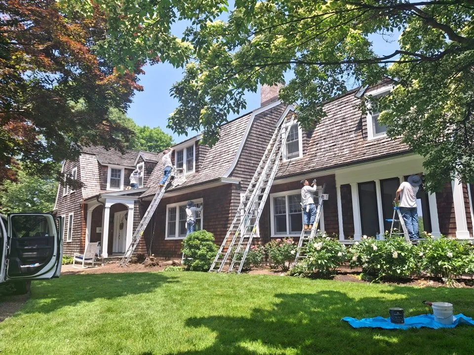 Beautiful Home on Cove Rd Stonington getting a Trim Update. Carpentry and Painting. #manpower #premiumqualityatabetterprice #trustourtradition