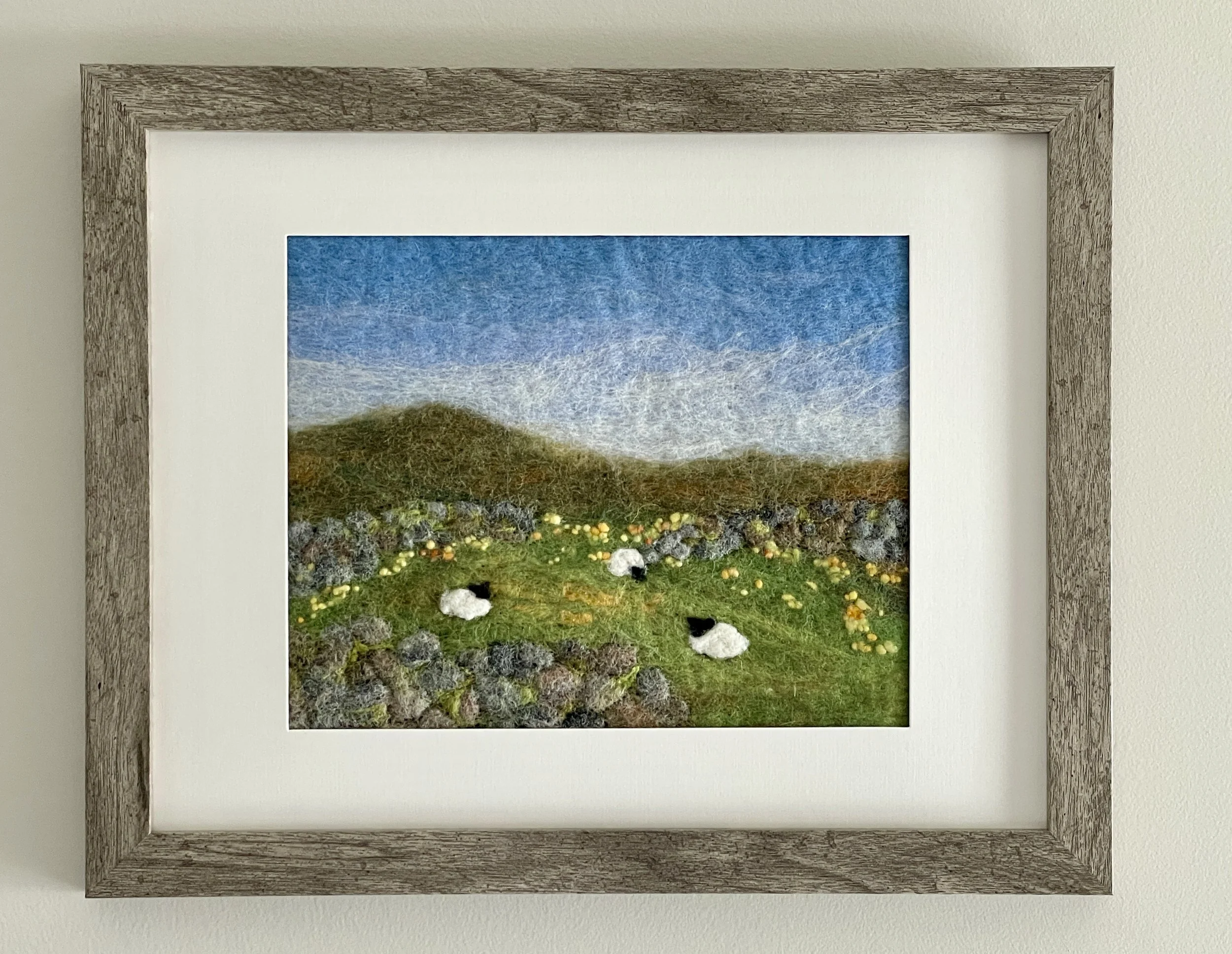 Hills of Ireland, felted wool landscape