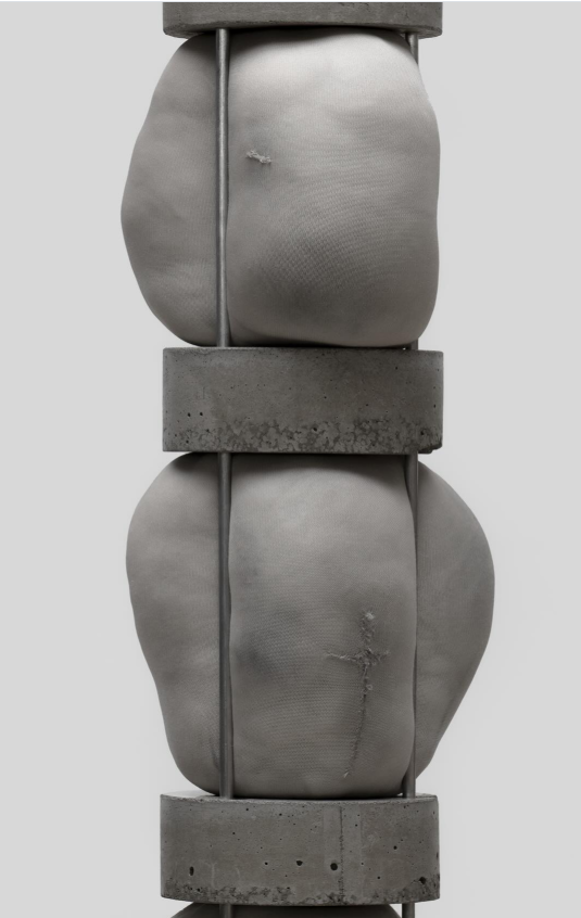 Nikolay Morgunov  // Bigotry, 2025 // Nylon textile, aluminum rods, concrete, mixed media // 102x18 cm (details)