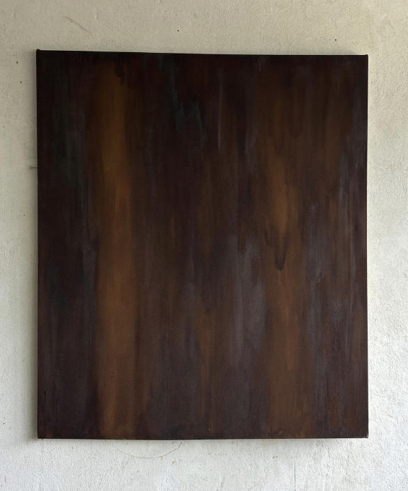Coffe, cinnamon and mate cocido 01, 2026 // Cinnamon and coffee on canvas // 130 × 120 cm. 