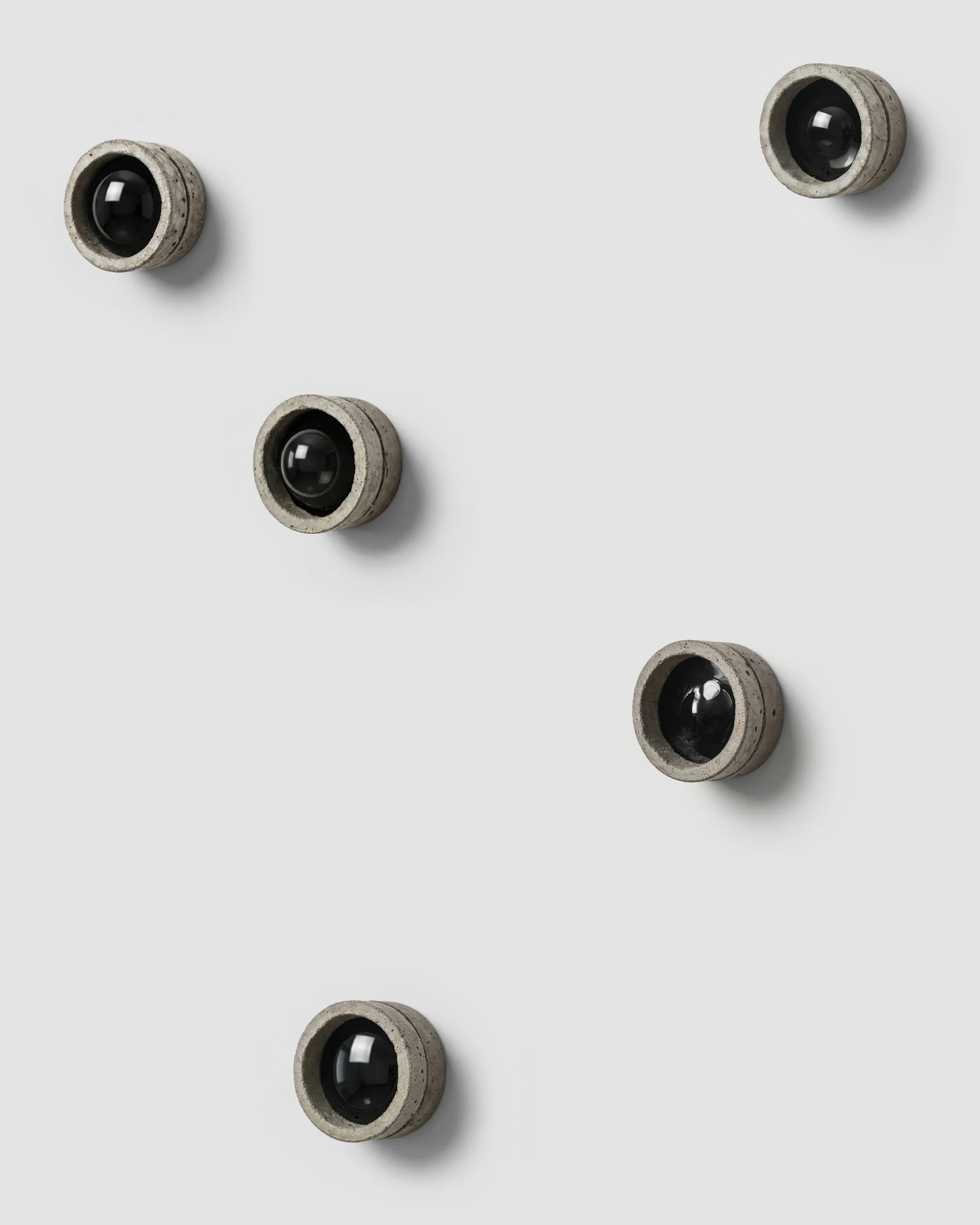 c50.m, 2026 // Concrete, Thermoplastic, Spray Paint, Mixed media // 8.5 x 5 cm each