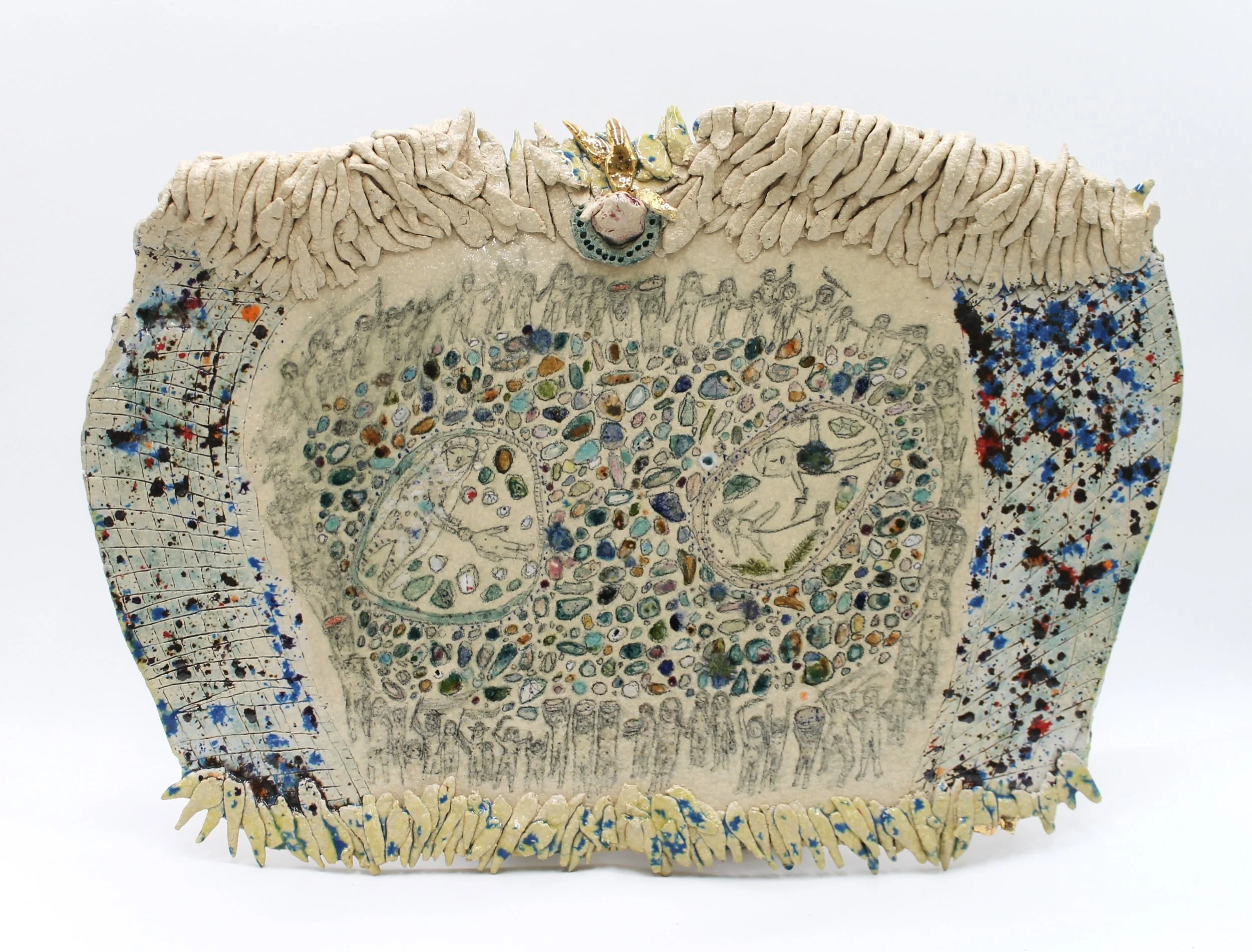 Samuel Sarmiento // Procesiones infinitas, 2024// Glaze on stoneware//33 x 51 x 3 cm