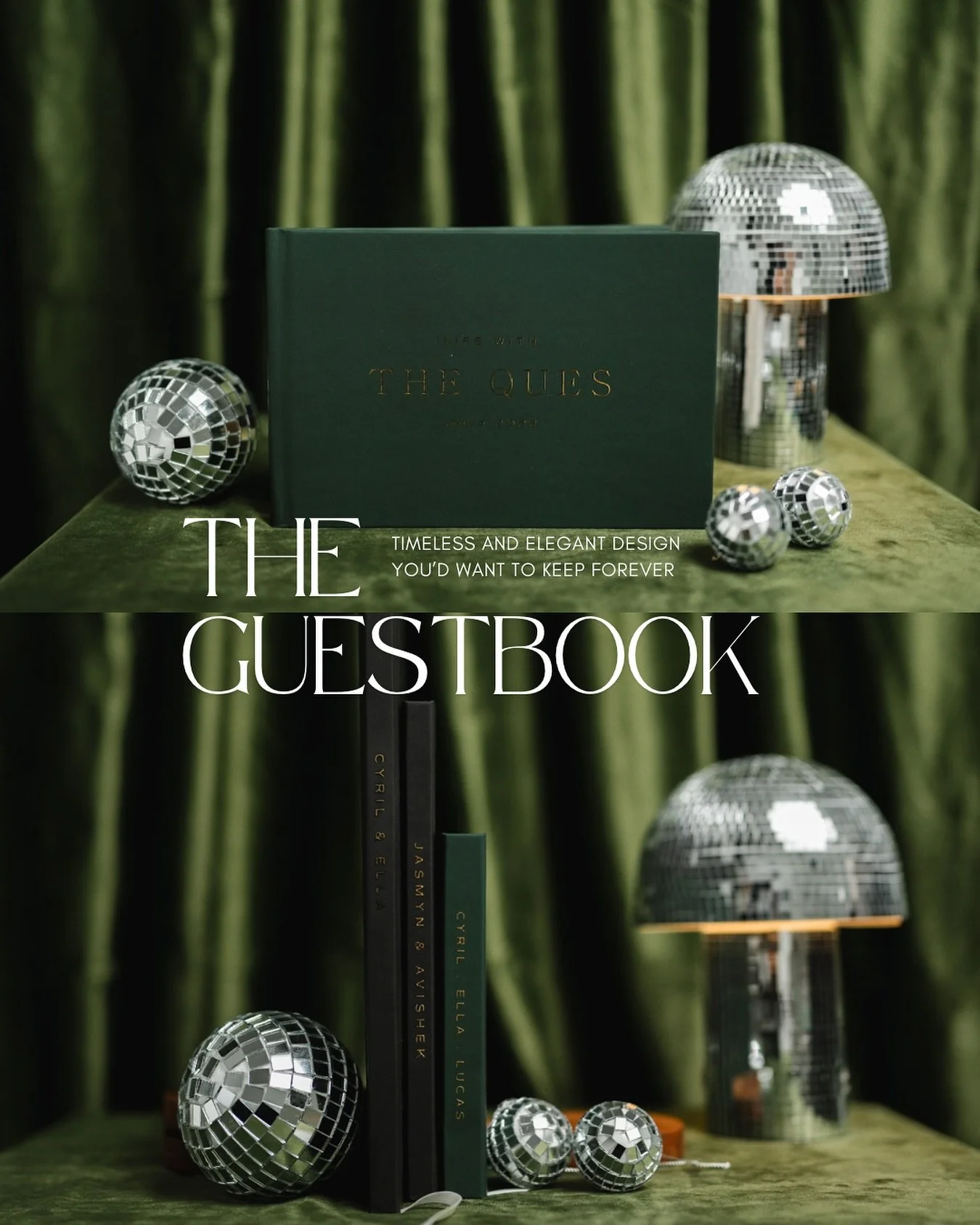 ✨ Capture the Love, Forever. ✨

Your wedding day is filled with moments and memories worth cherishing forever. Our elegant, personalized guestbooks ensure every heartfelt message, funny anecdote and bit of advice from your loved ones is preserved bea