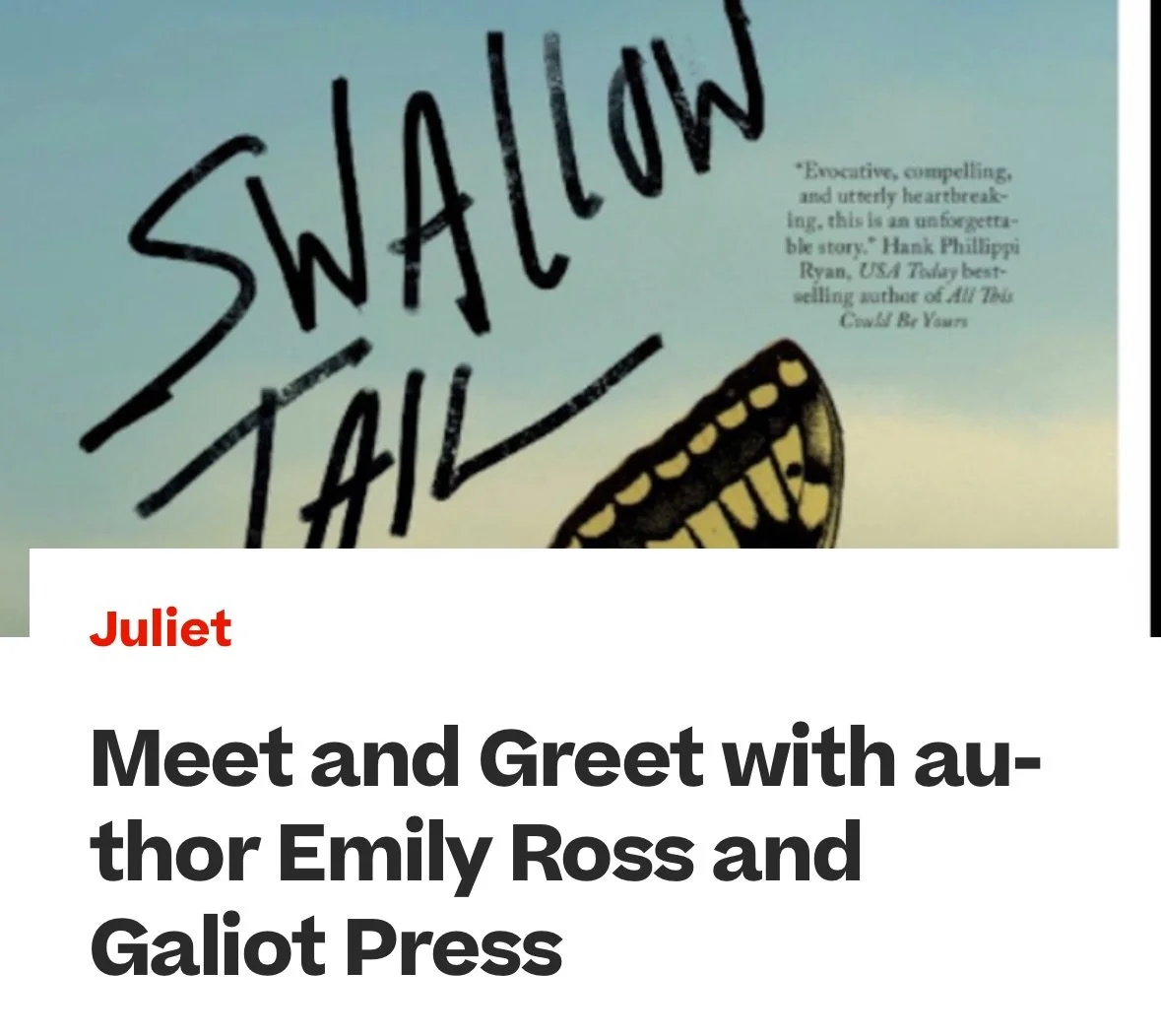 Meet and Greet with Emily Ross (and cocktails!) in Somerville, MA