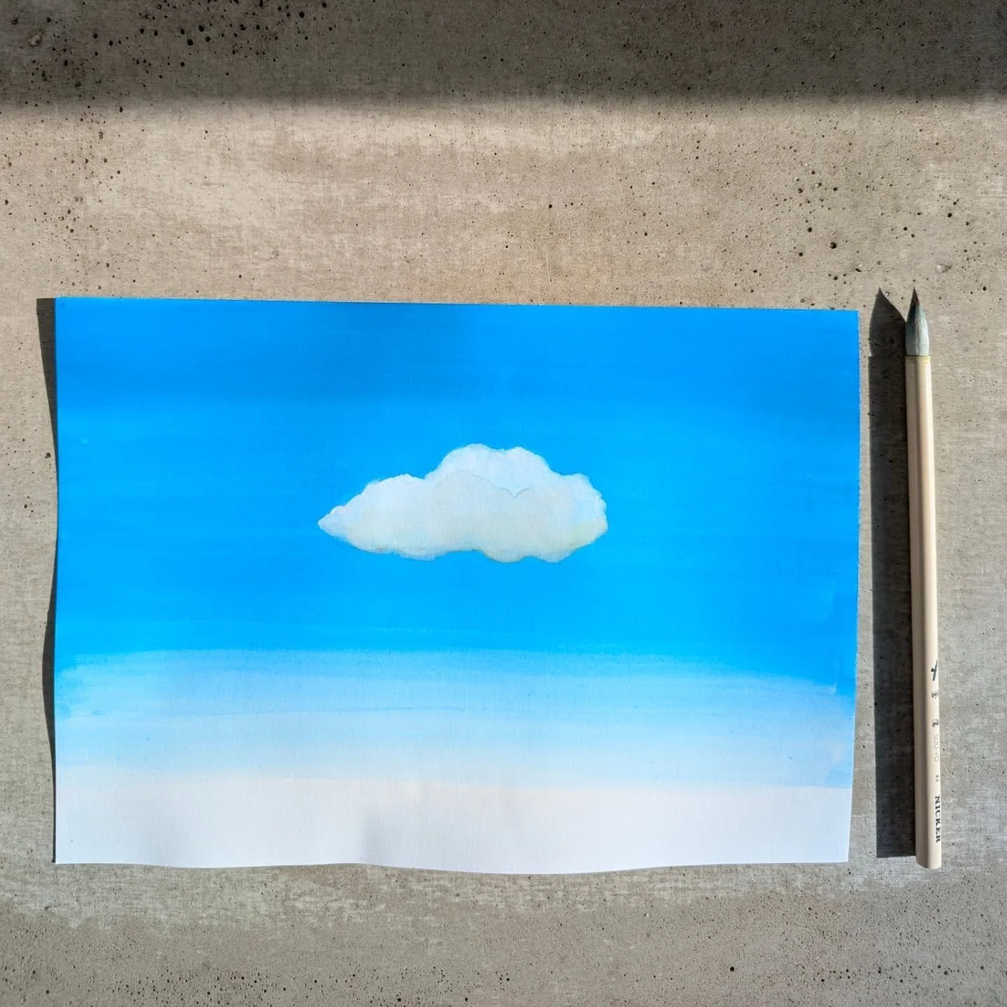 I painted this little ☁️ in the workshop "introduction to hand-painted anime background techniques" held by @kosuke__hayashi__ and organised by @riekelesgallery