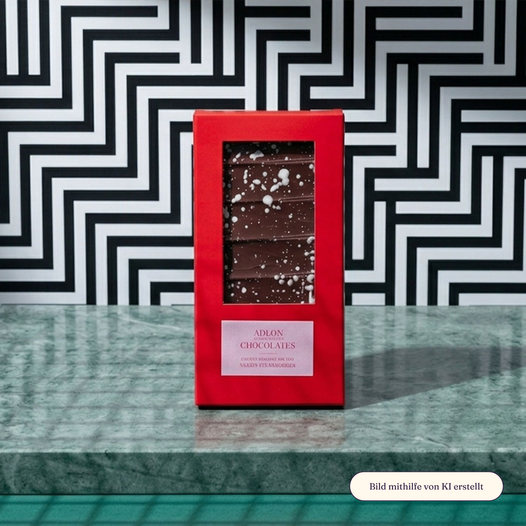 Packaging Adlon Handcrafted Chocolates (Bild mithilfe von KI erstellt)