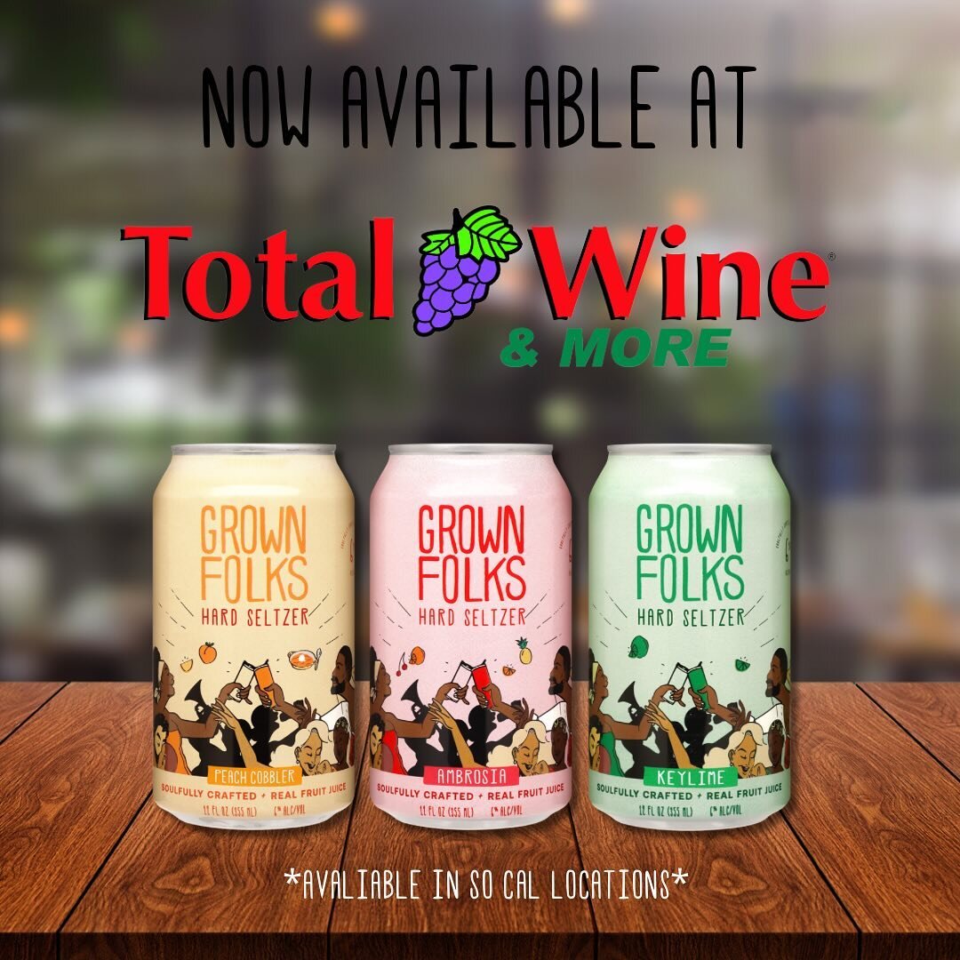 🎉 Breaking News 🎉  We&rsquo;re in @totalwine and so excited for this next step in the Grown Folks journey 🥂 

✨Grown Folks Hard Seltzer available in So Cal Locations
✨Grown Folks Front Porch Beer available in ALL California stores 

🔗 Check our b