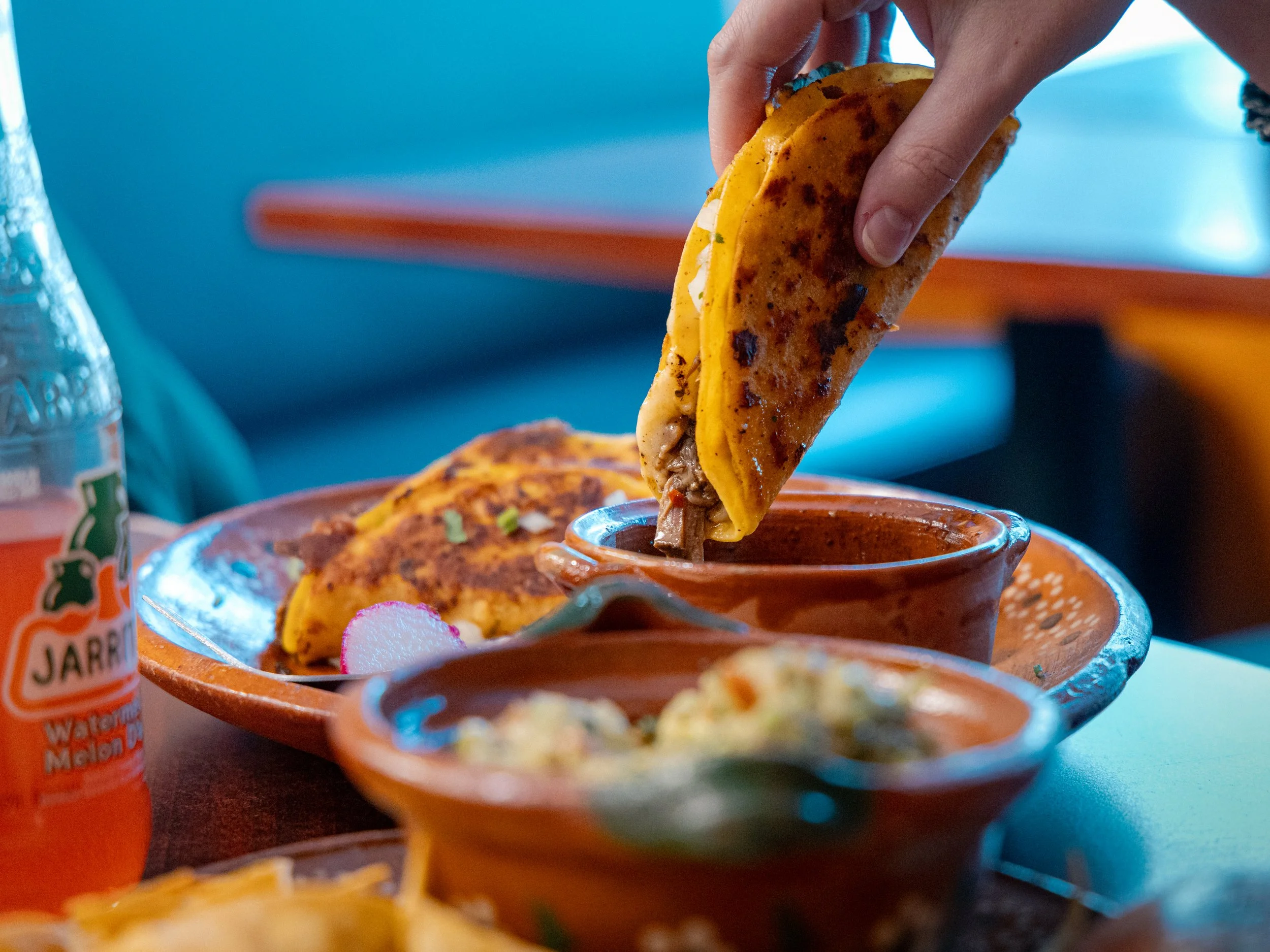 Authentic beef quesadilla at Las Tres Marias Mexican restaurant in Hinton, Alberta.