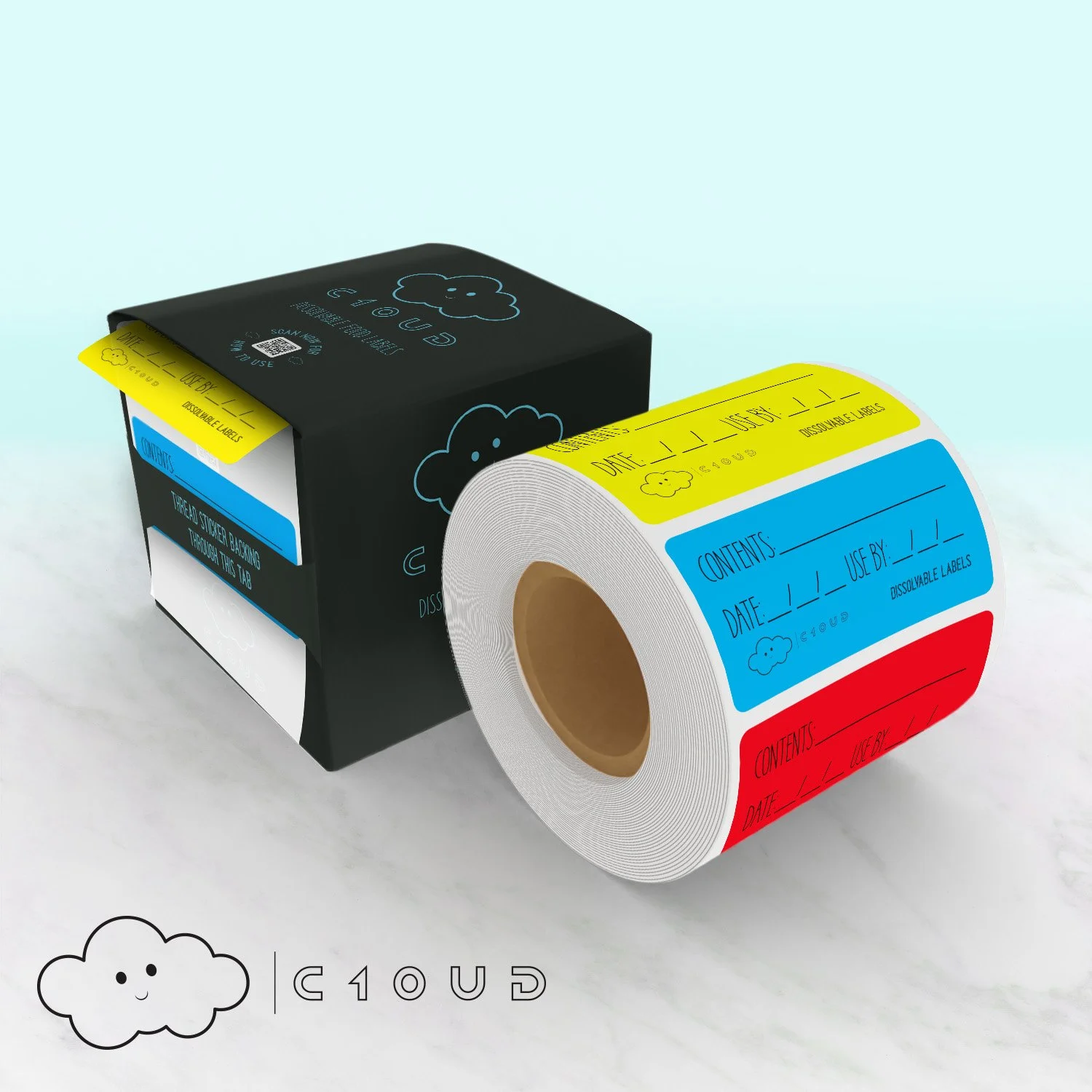 Dissolvable food labels eco friendly dispenser box 500 count multi colors