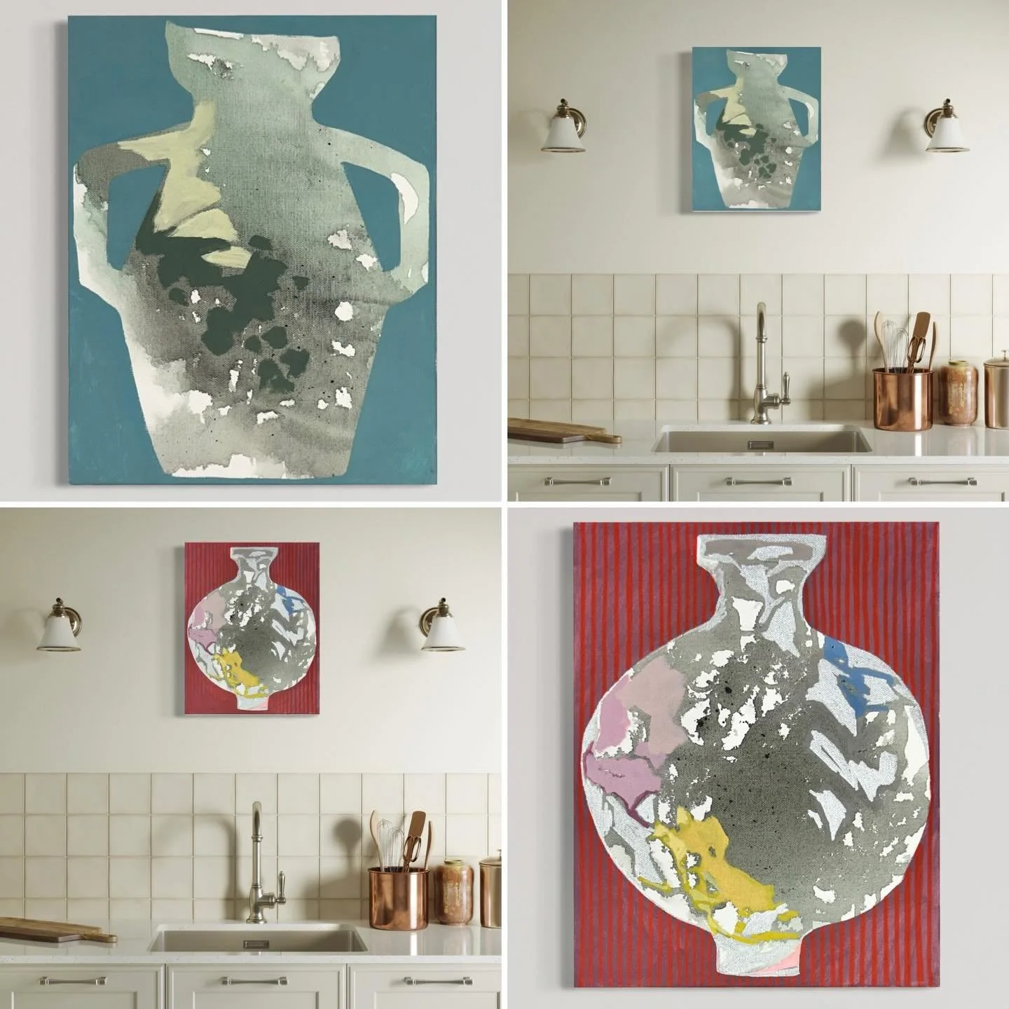 I had a bunch of tiny canvases I didn&rsquo;t know what to do with so I started playing around with compact objects like vessels on the table. I like how seemingly simple they are but as we place these vessels in our hands daily, they slowly absorb t