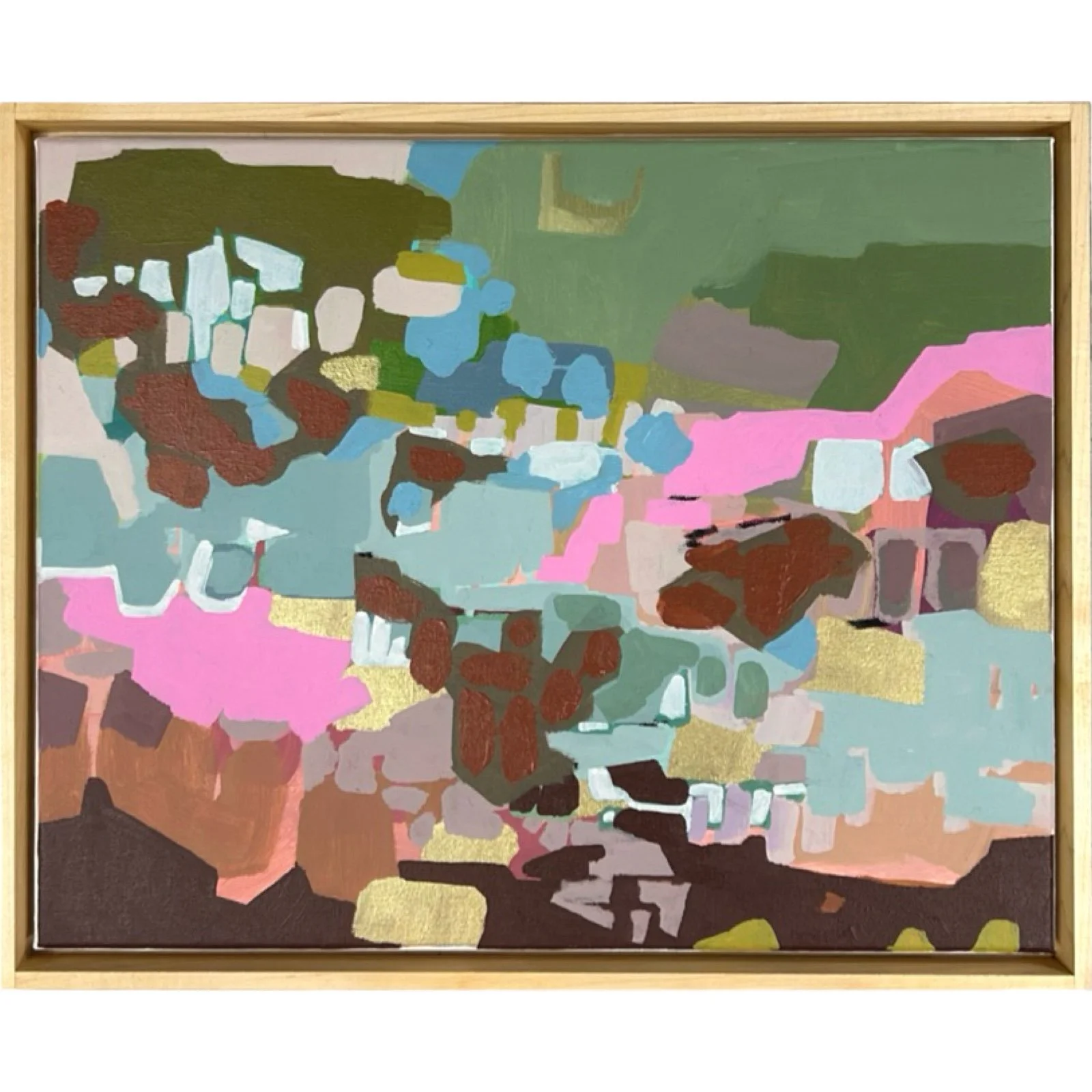 Electric Plains II 16" x 20" canvas mounted in a custom maple frame