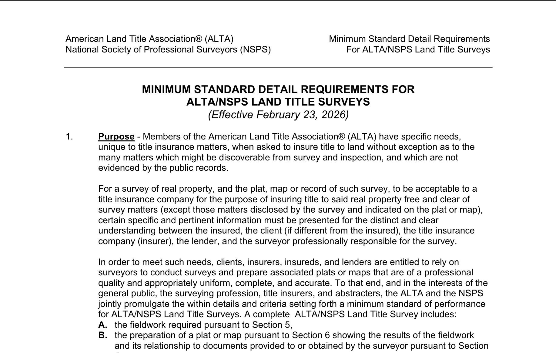 2026 ALTA/NSPS Requirements