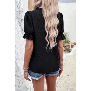 Lace Hollow Out Ruffle Loose Fit Blouse.blackback.jpeg