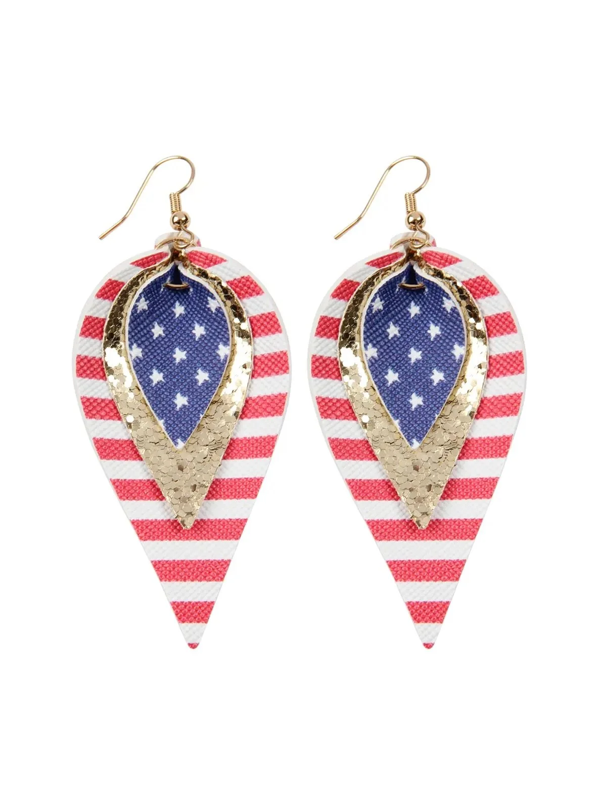 USA Accent Leather Drop Earrings