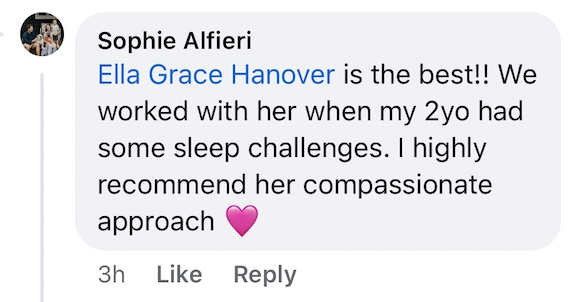 sleep consulting testimonial for toddler family