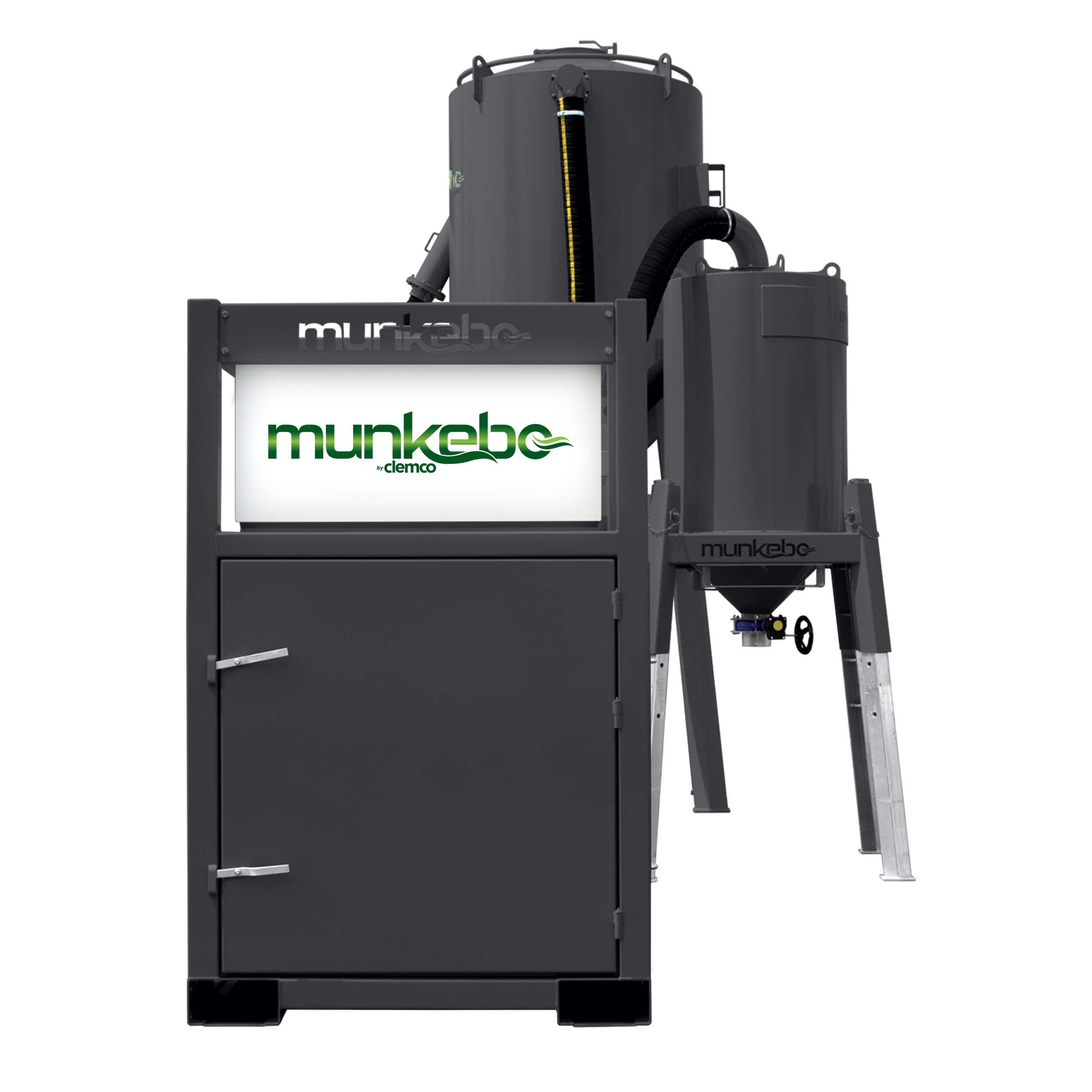 An Industrial Munkebo Vacuum System Machine in a grey color