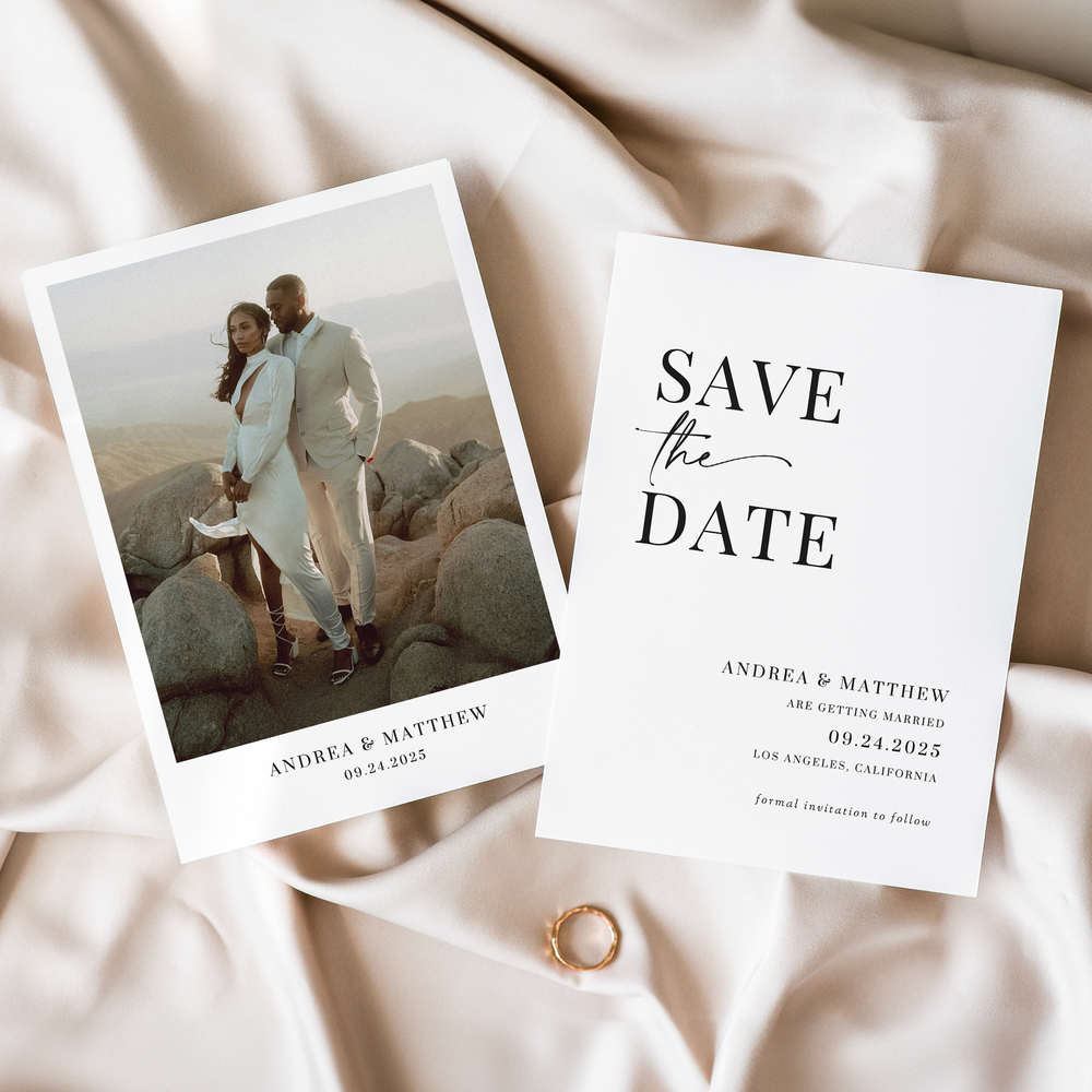 save the date dress code modern Ilianna Elegance Save the Date Cards