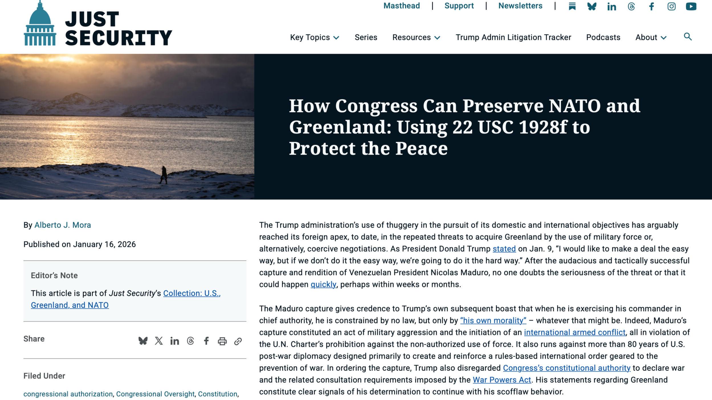 How Congress Can Preserve NATO and Greenland: Using 22 USC 1928f to Protect the Peace