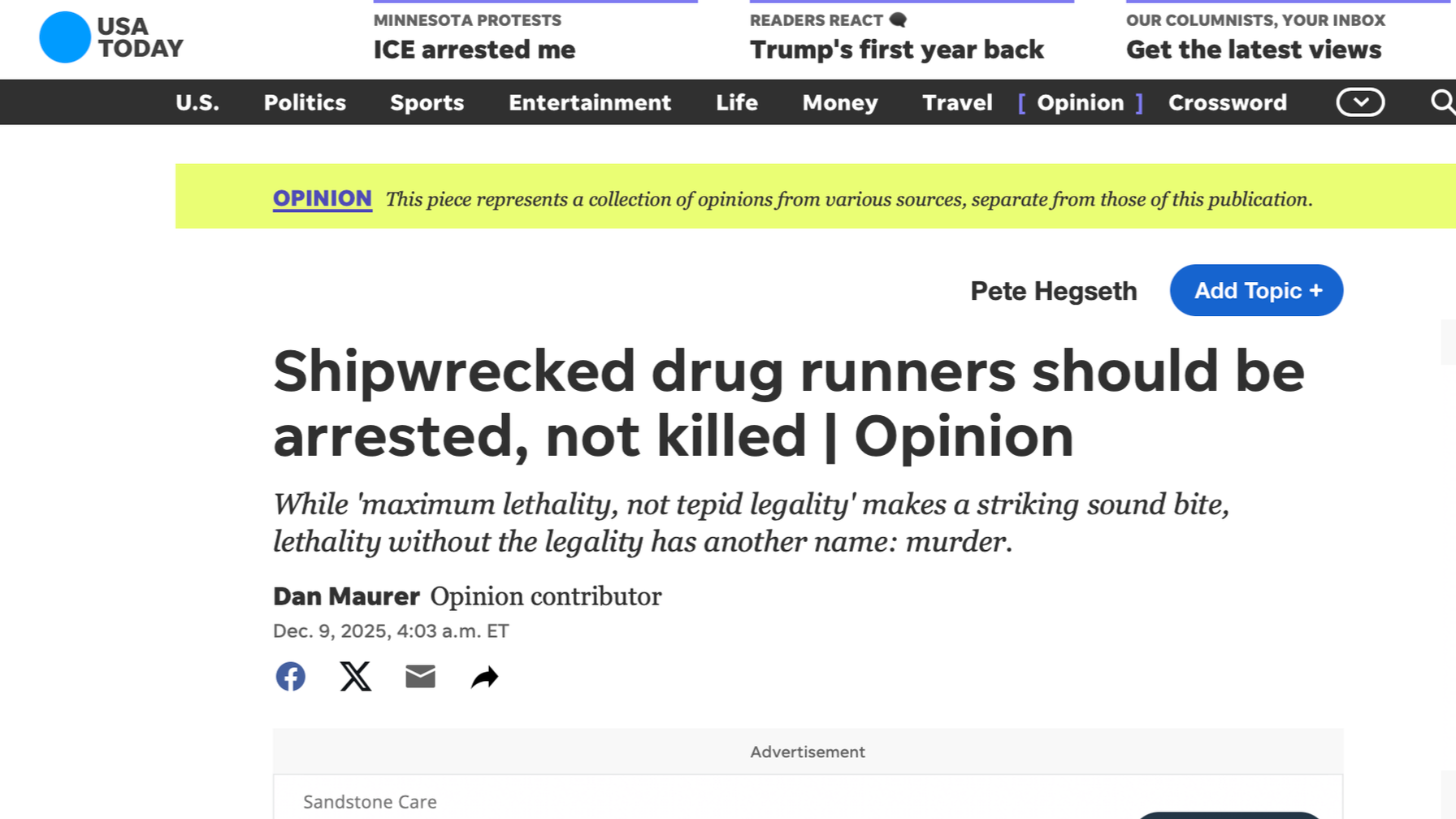 Shipwrecked drug runners should be arrested, not killed