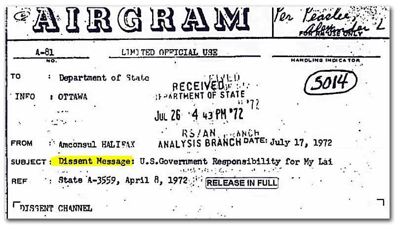 historic airgram from U.S. Foreign Service officers