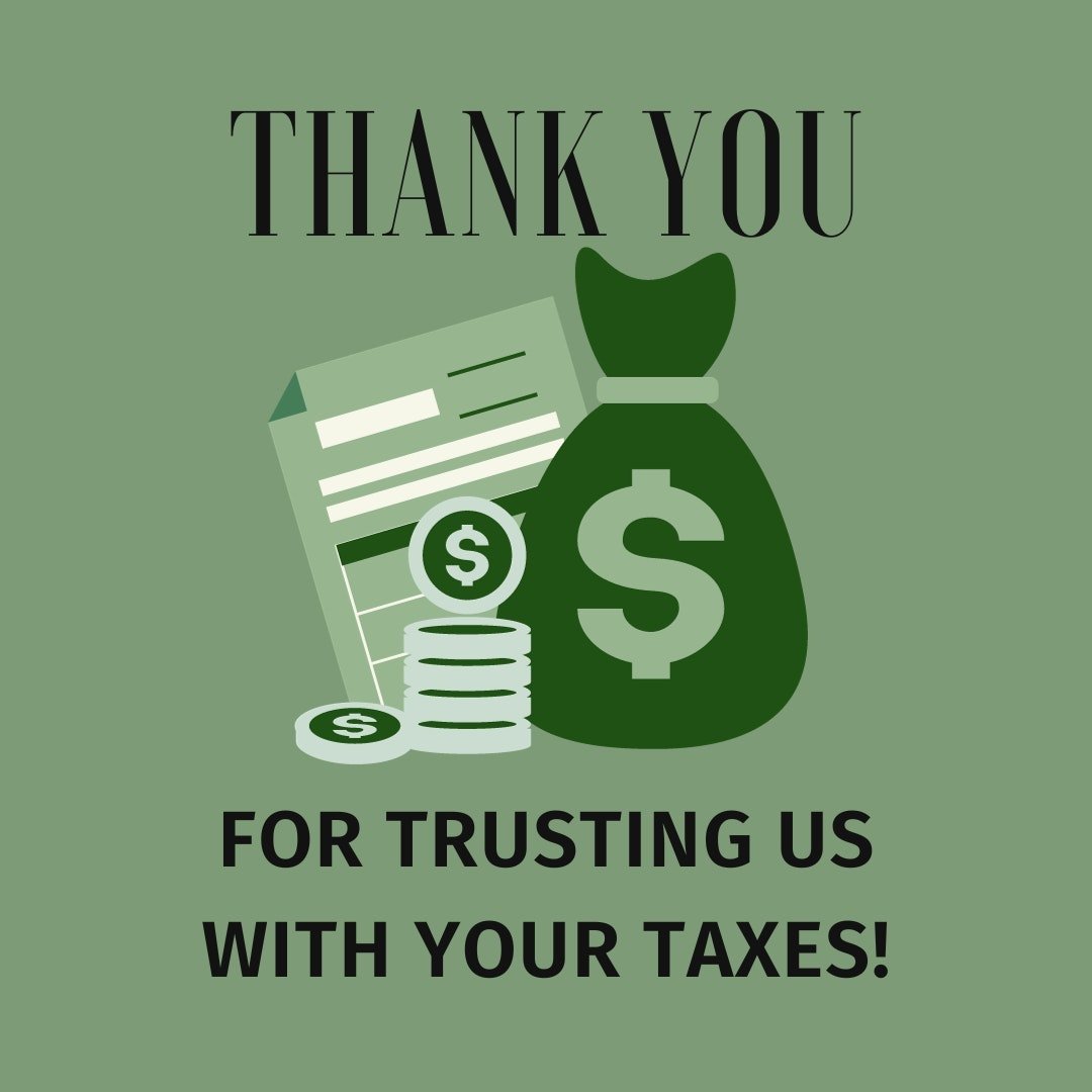 A heartfelt thank you to all our amazing clients! 🙏 

Your trust in our team to handle your taxes this year means the world to us. We're proud to have navigated this tax season together, ensuring peace of mind and successful filings for each of you.