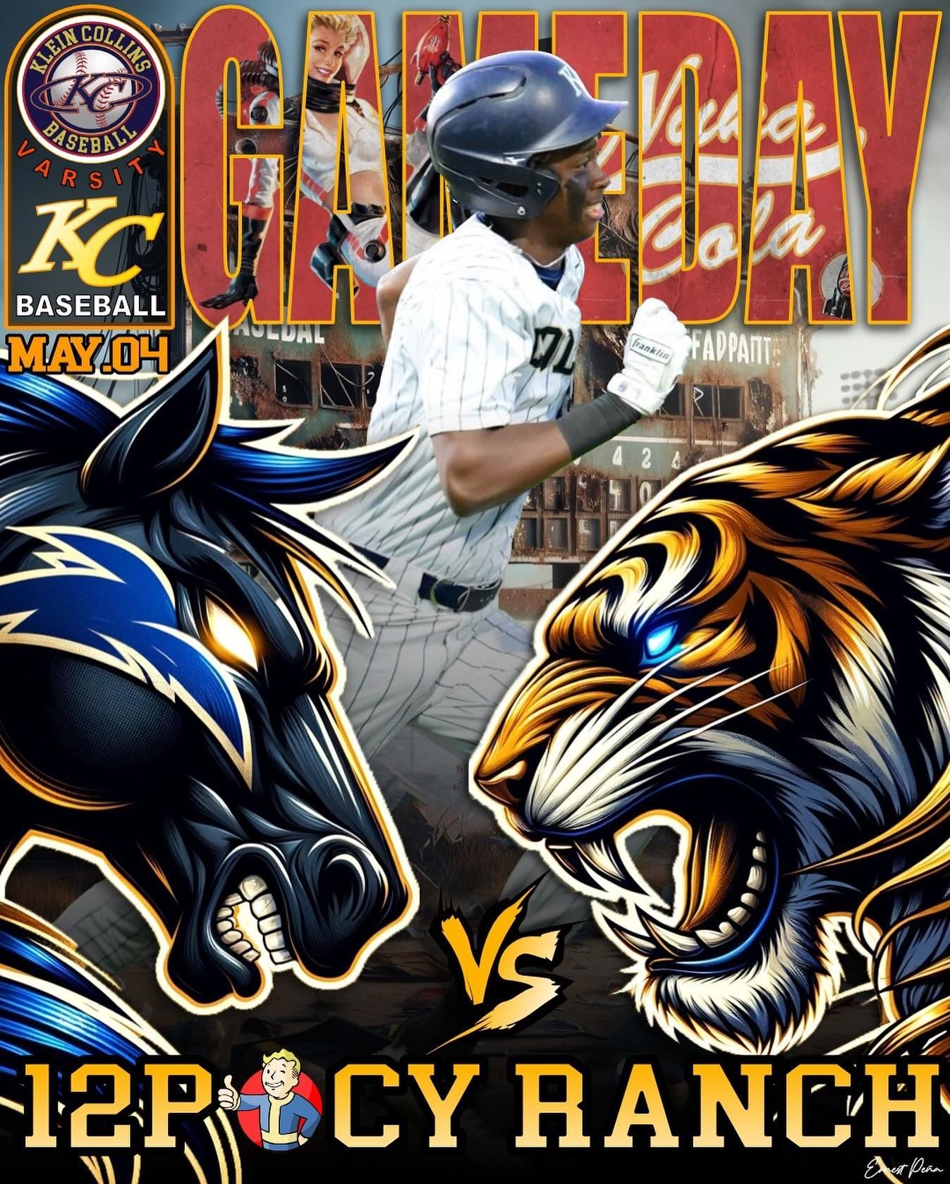 Tie breaker today at noon! Come out and get loud! #game3 #bestof3 #tiebreaker #letsgo #kc #kleincollins #tigers #baseballboys⚾️ #highschoolbaseball #playoffs