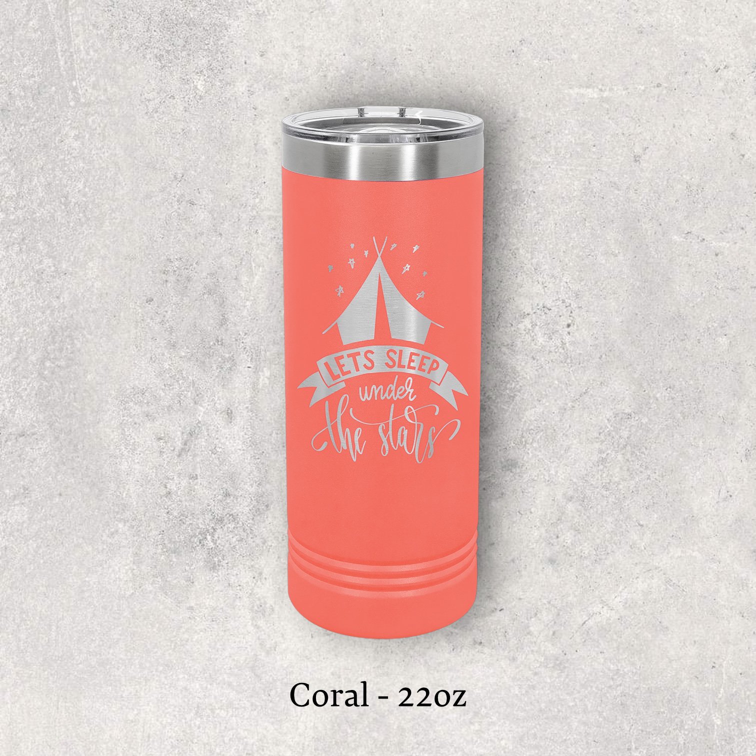 Laser engraved coral 22oz skinny tumbler with lid – Lazeric