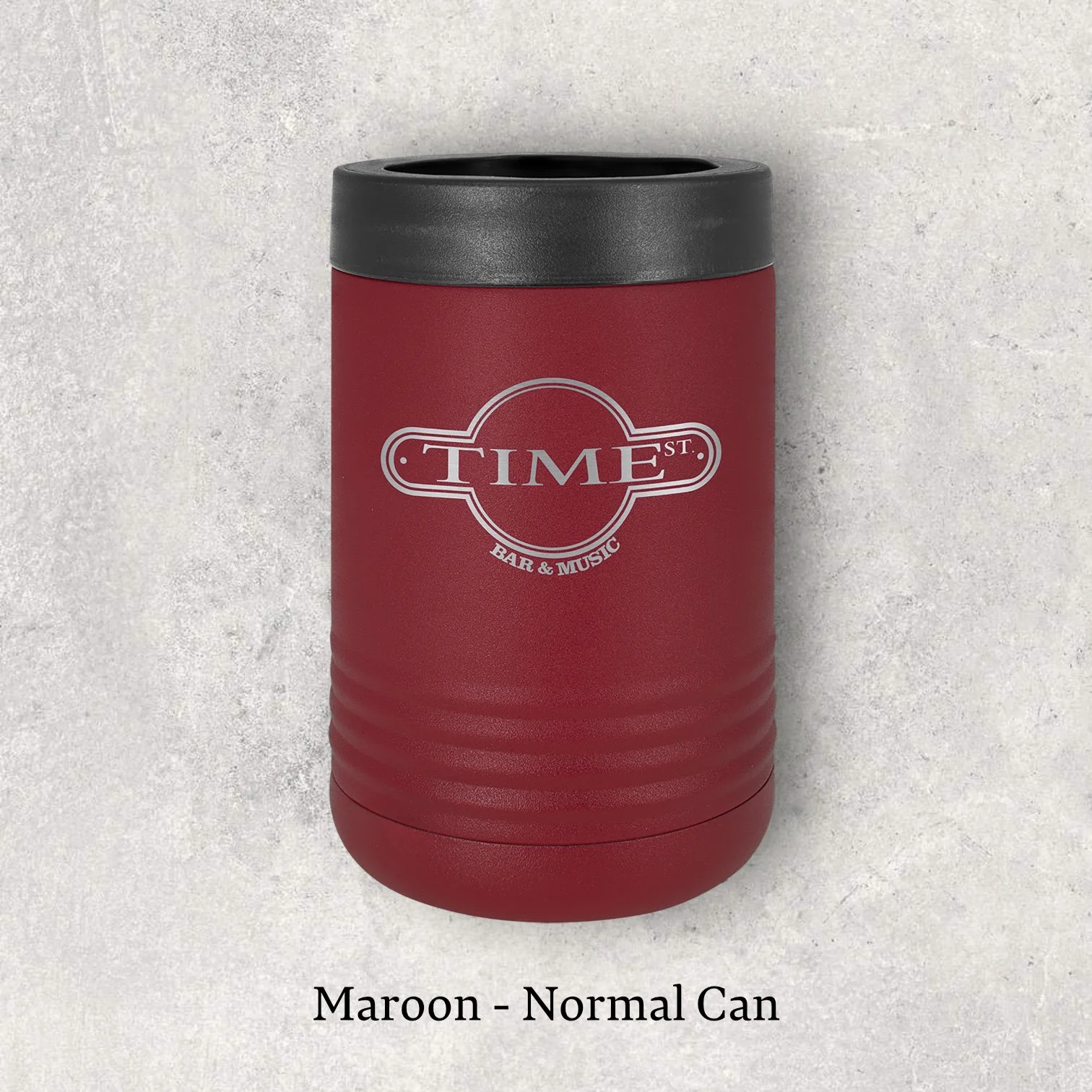 Laser engraved maroon metal beverage holder for normal 12 oz can – Lazeric