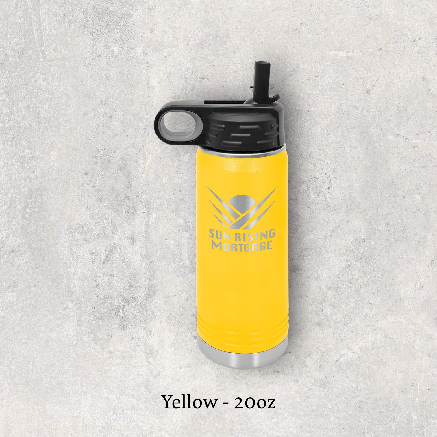 Laser engraved yellow 20oz stainless steel water bottle with lid – Lazeric