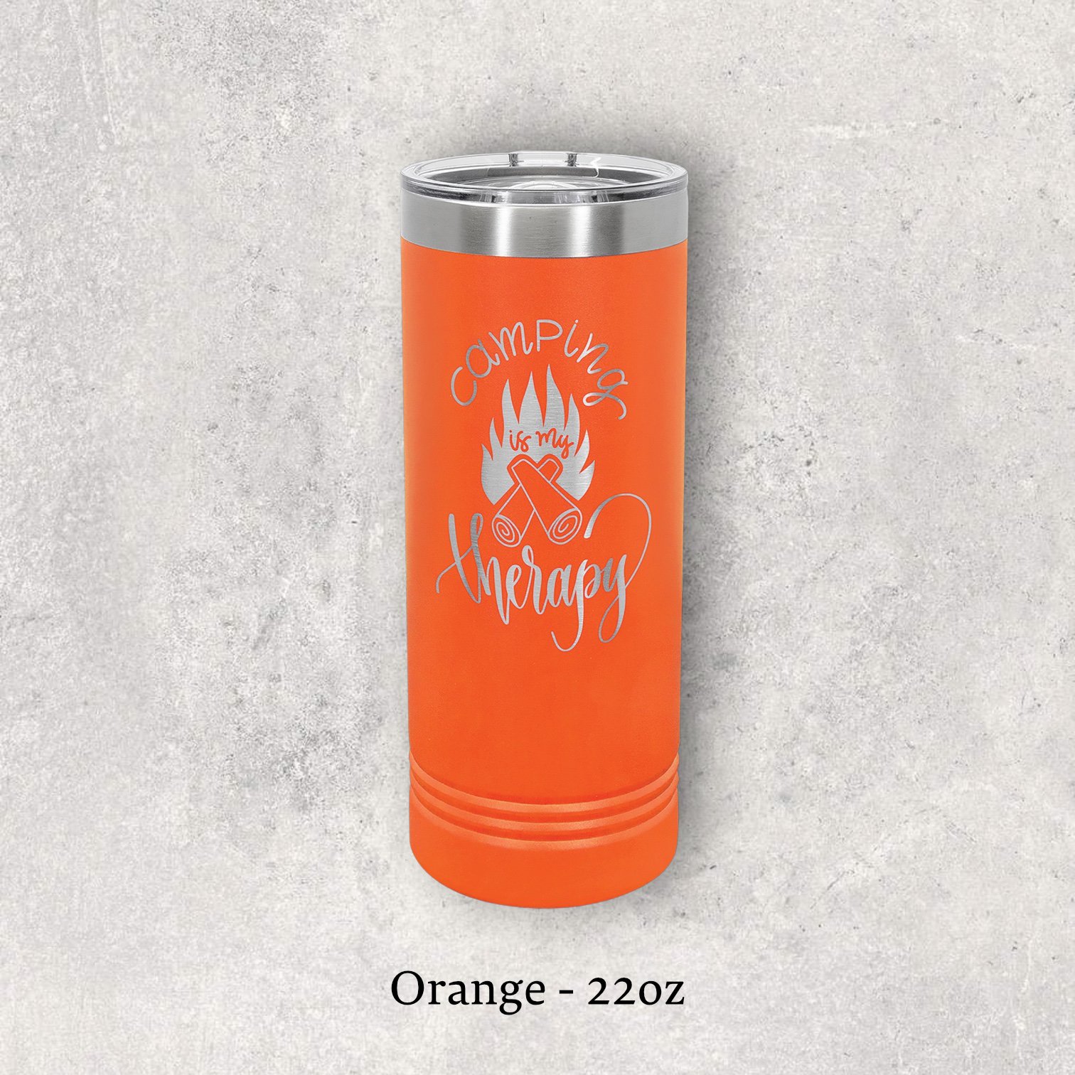Laser engraved orange 22oz skinny tumbler with lid – Lazeric