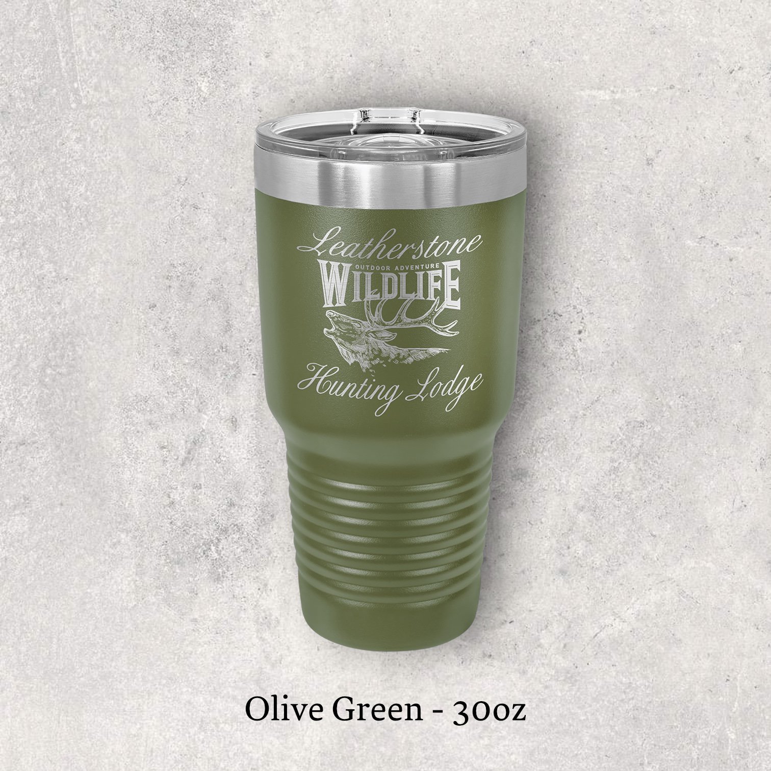Laser engraved olive green 30oz tumbler with lid – Lazeric