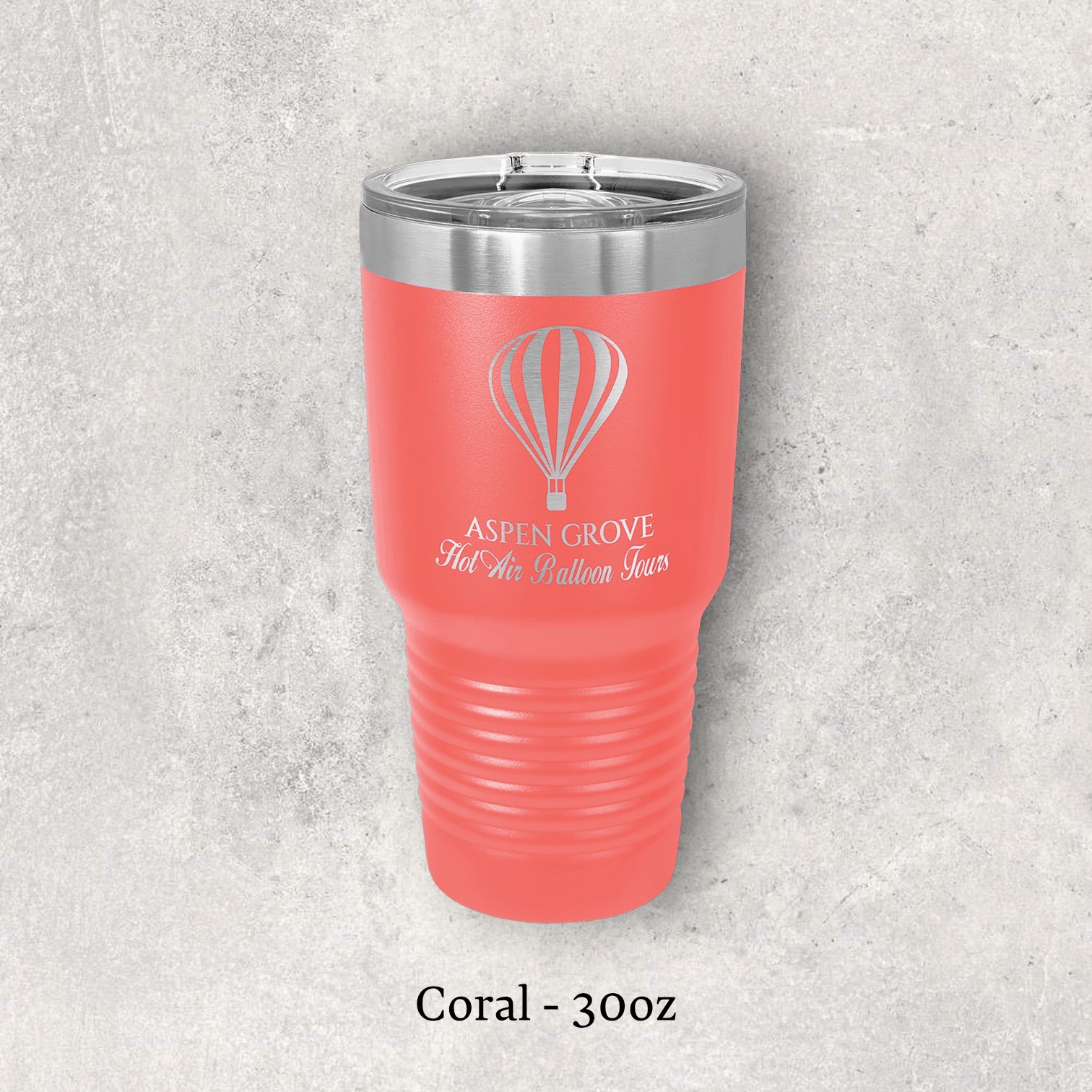 Laser engraved coral 30oz tumbler with lid – Lazeric