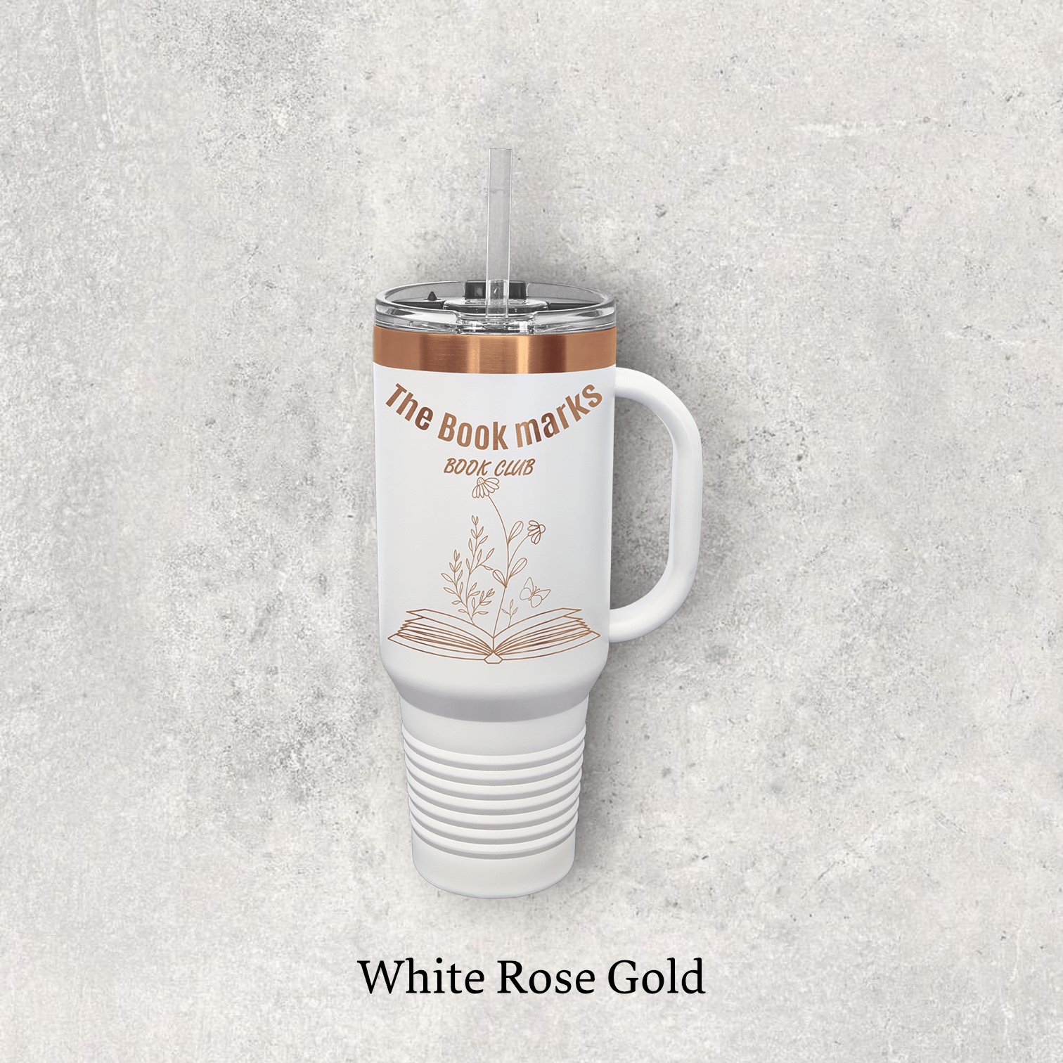 40oz travel mug, white rose gold color – Lazeric