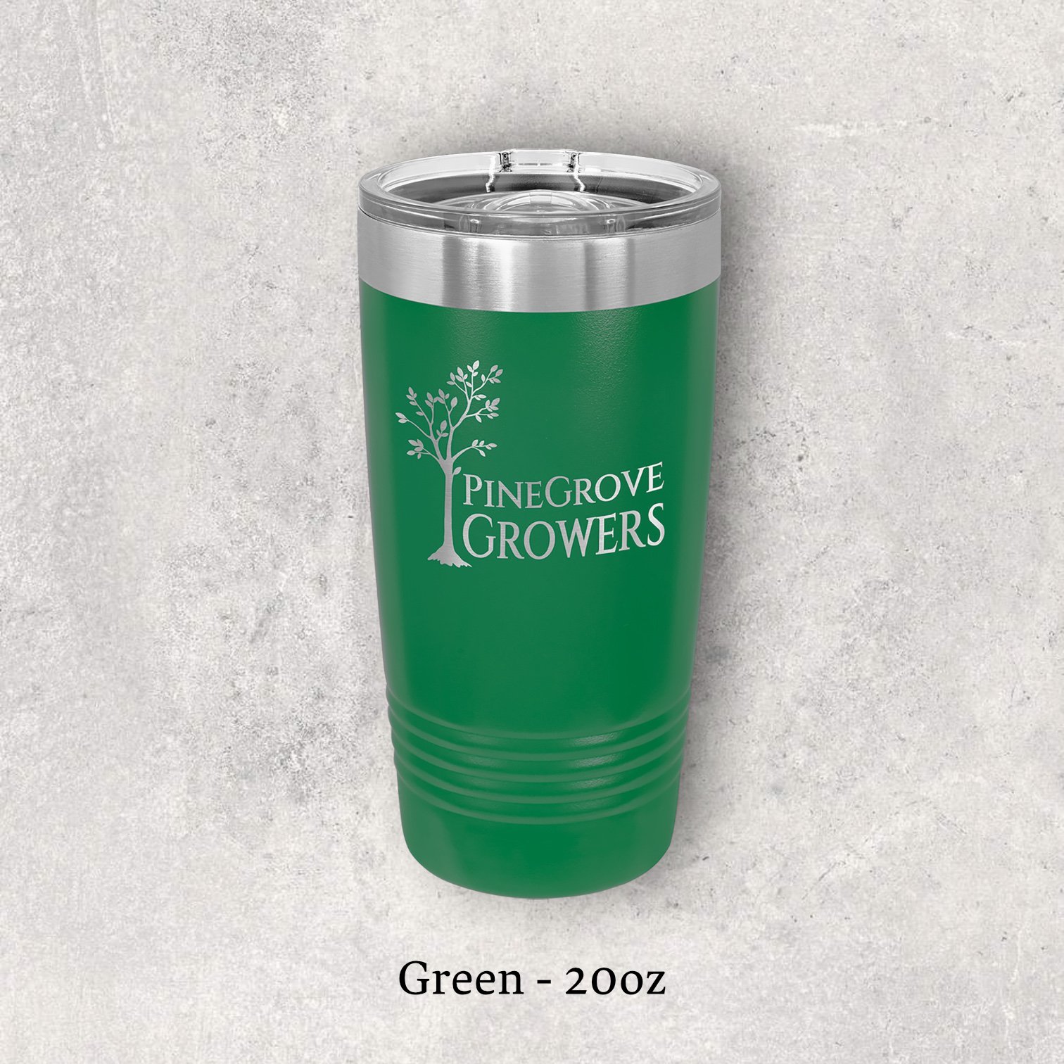 Laser engraved green 20oz tumbler with lid – Lazeric