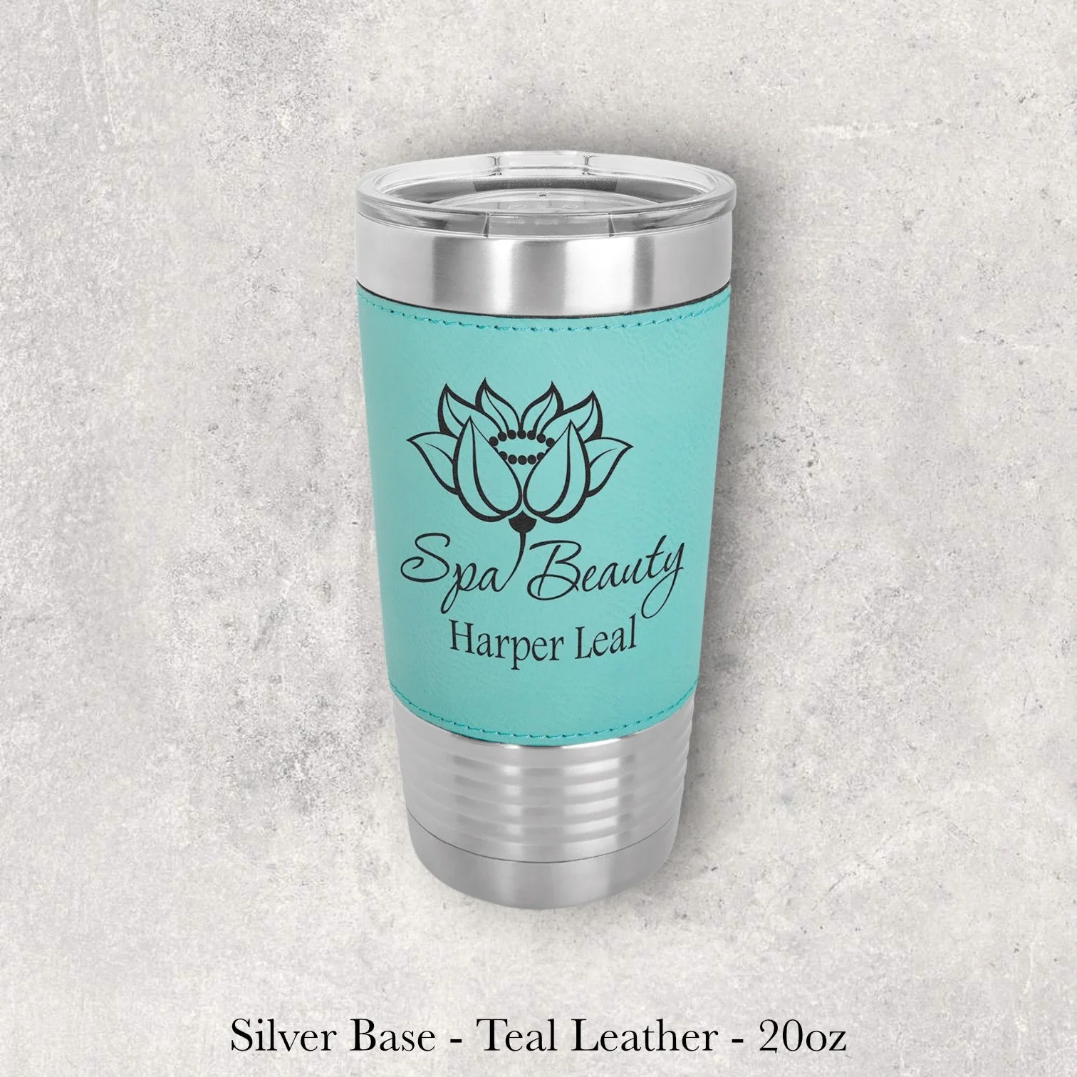 laser-engraved-20oz-tumbler-silver-base-teal-leather-lazeric.jpg